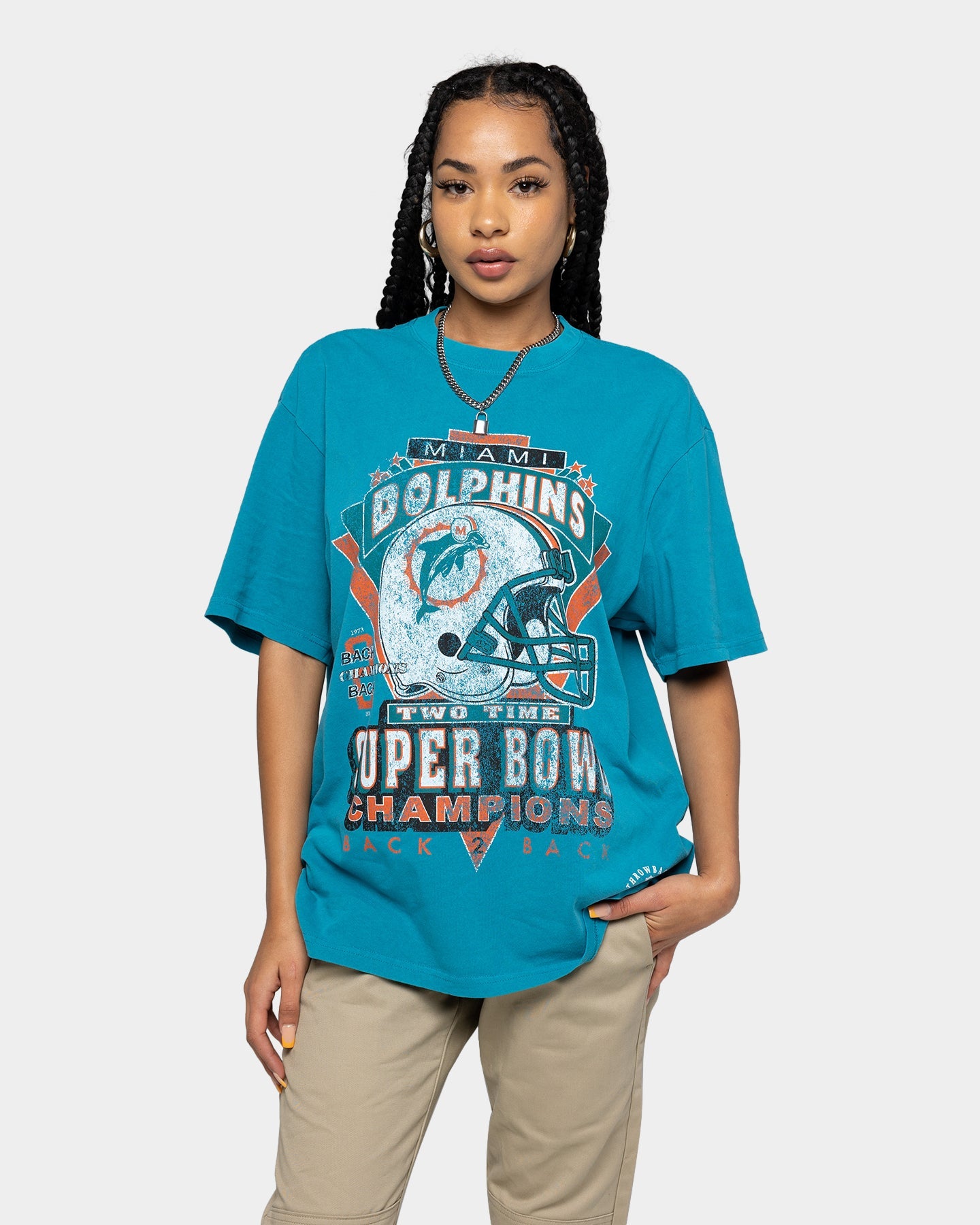 Mitchell & Ness Miami Dolphins Vintage Superbowl T-Shirt Faded Teal Style001