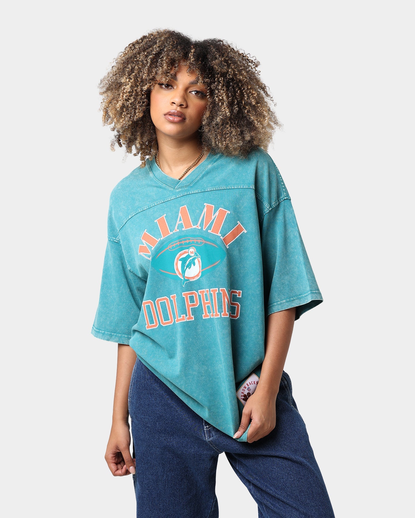 Mitchell & Ness Miami Dolphins Winners Oversized T-Shirt Faded Teal Style001