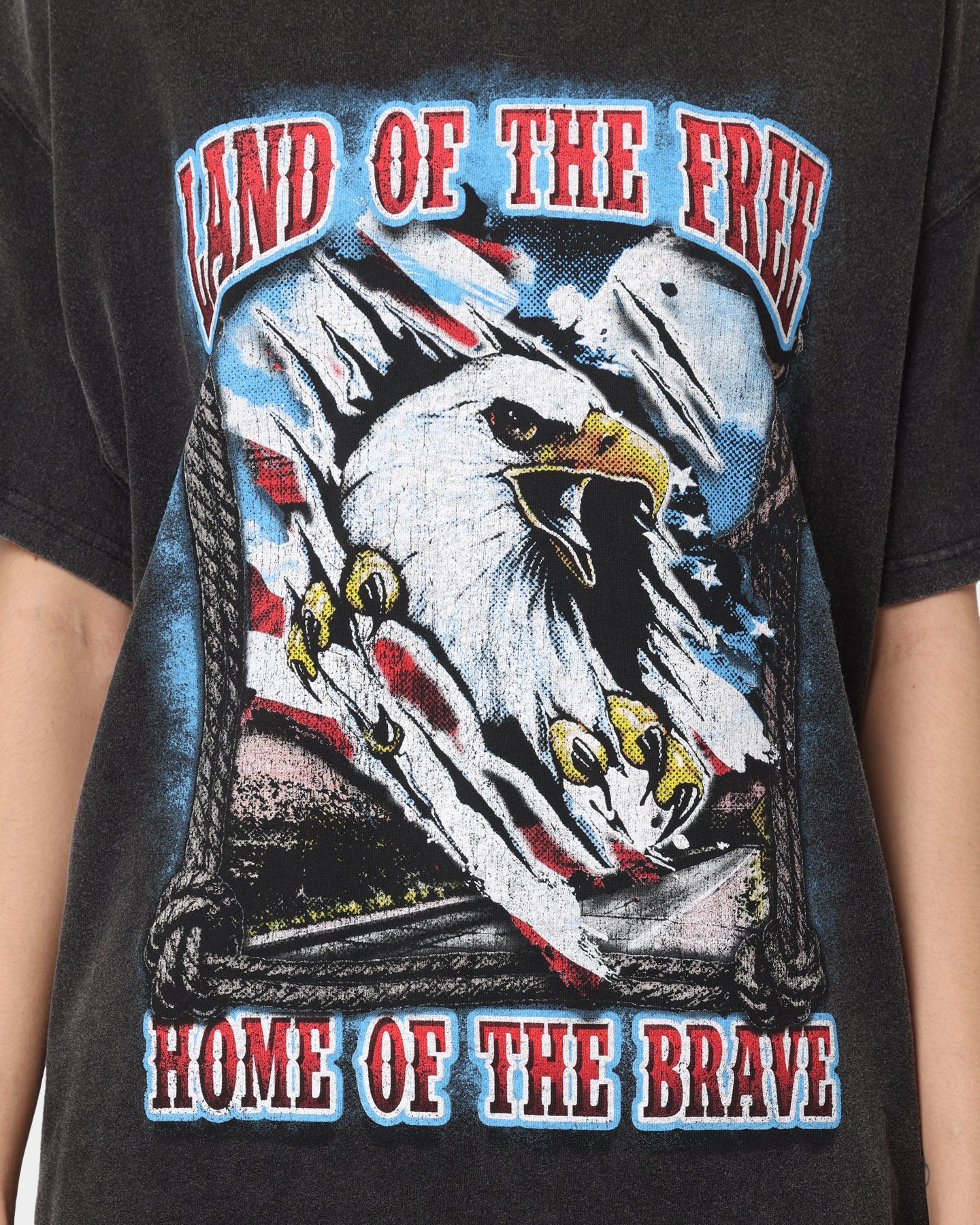 American Thrift Land Of The Free Vintage T-Shirt Black Wash Style001