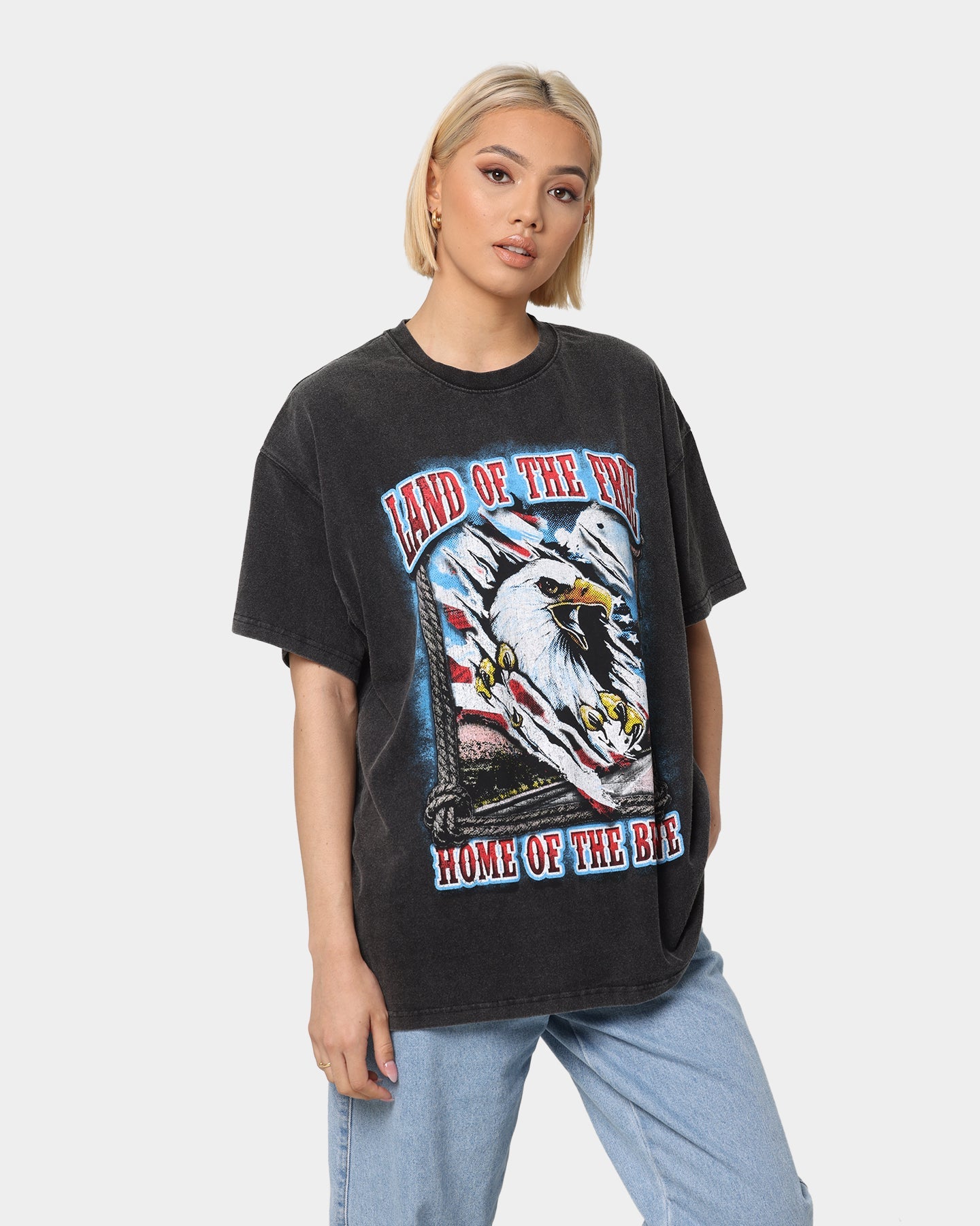 American Thrift Land Of The Free Vintage T-Shirt Black Wash Style001