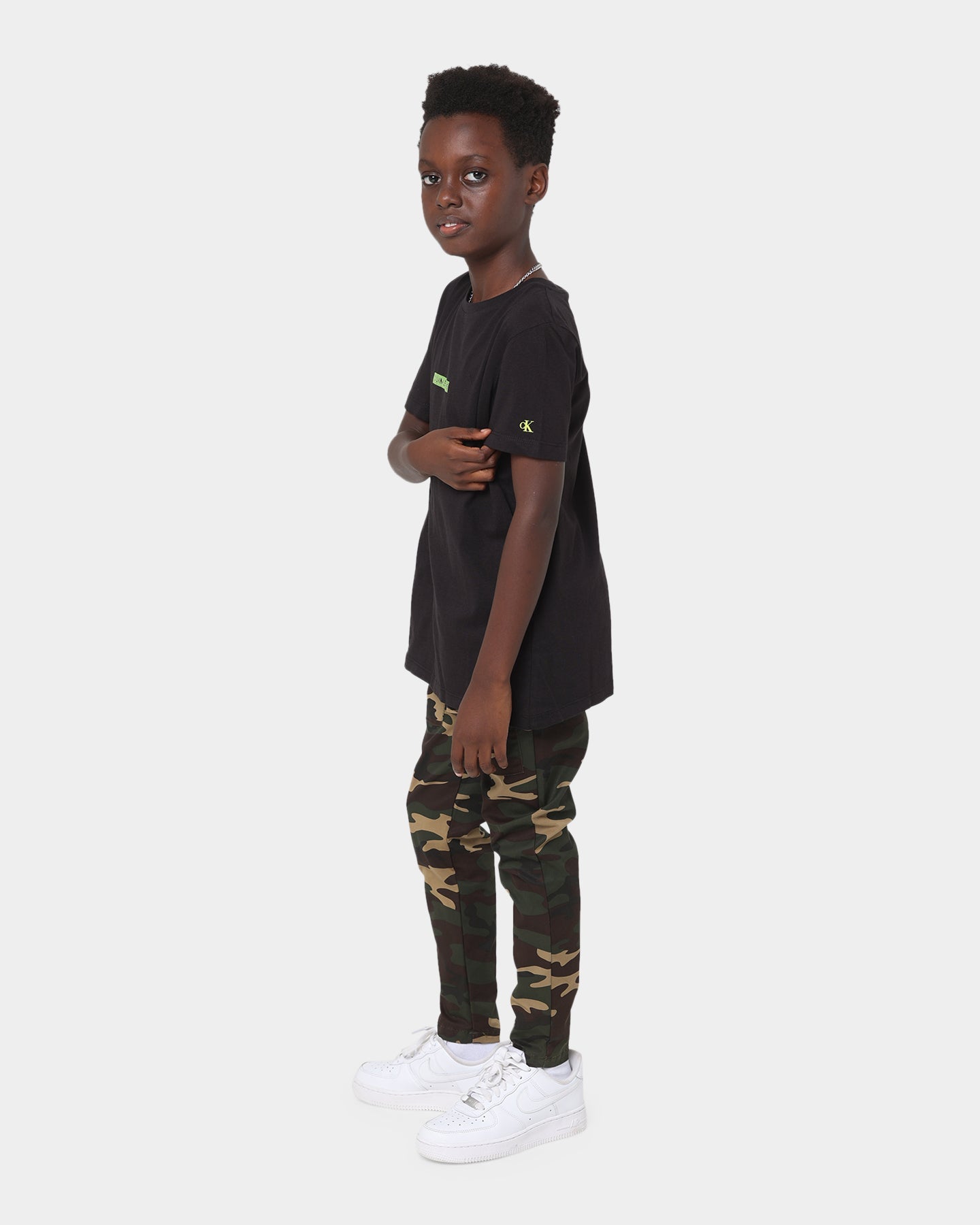 Calvin Klein Kids' Micro Flock Logo Fitted T-Shirt Black