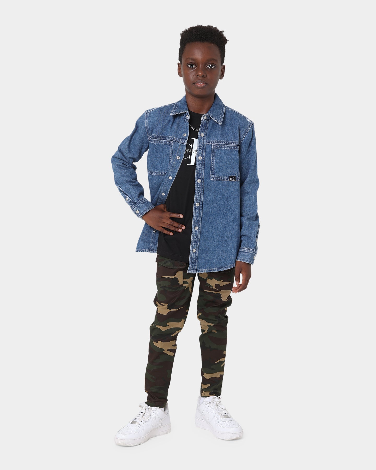 Calvin Klein Kids' Relaxed Denim Shirt Mid Blue Rigid
