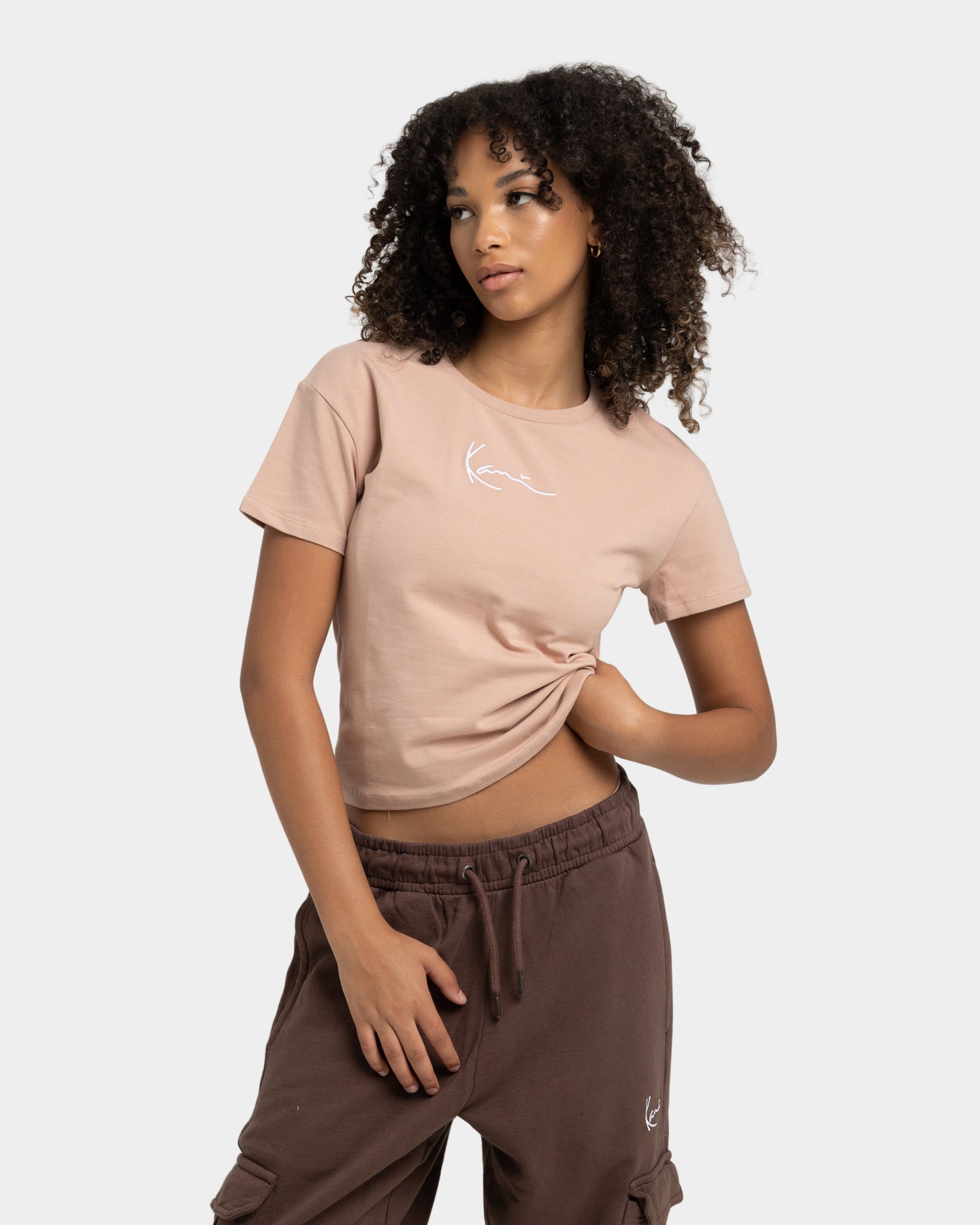 Karl Kani Women's Small Signature T-Shirt Dark Sand