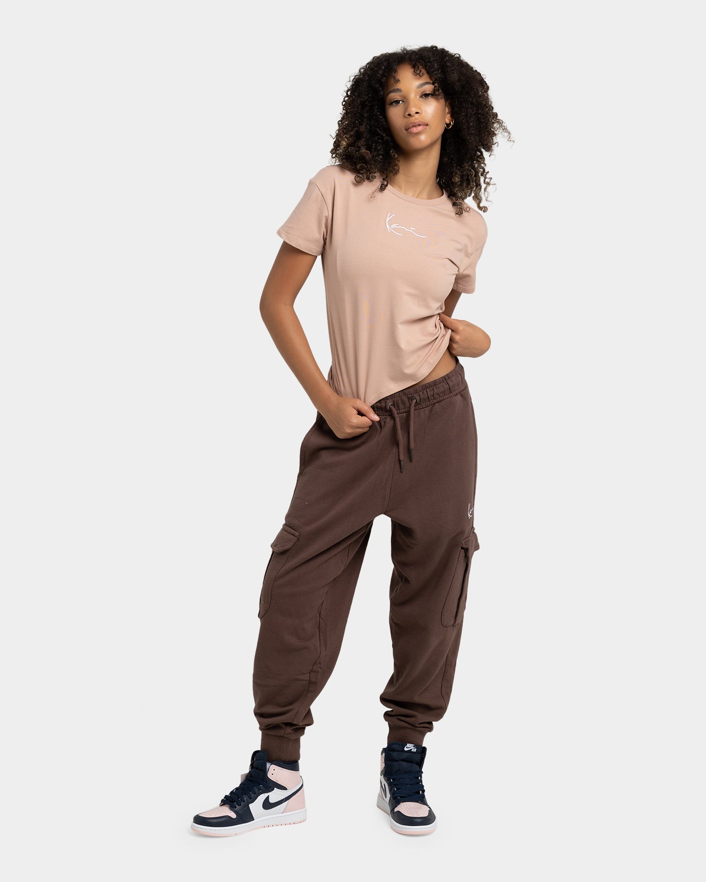 Karl Kani Women's Small Signature T-Shirt Dark Sand