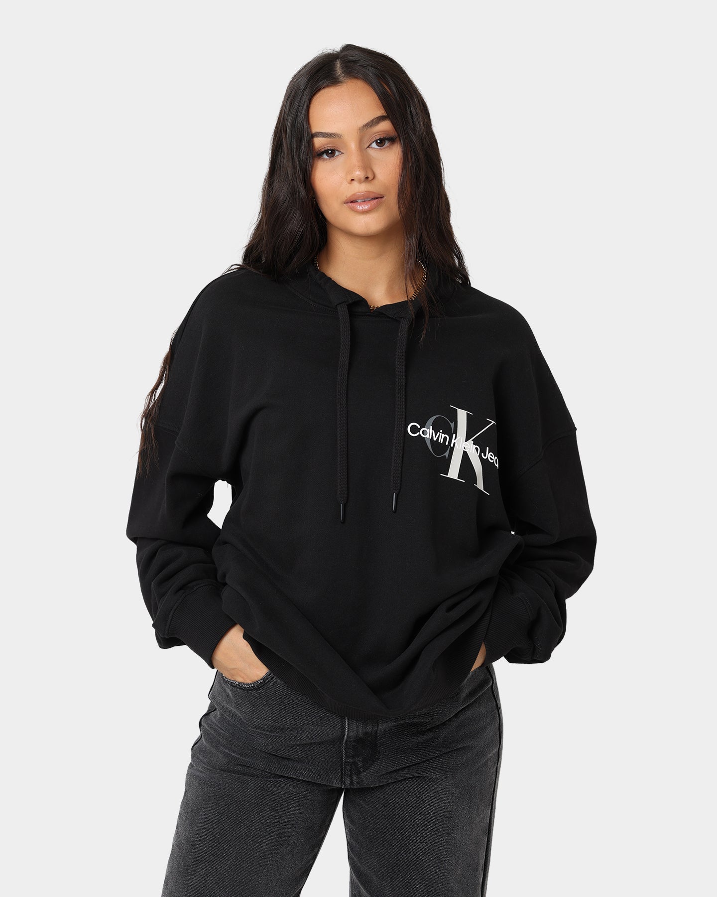 Calvin Klein Monogram Funnel Neck Sweatshirt CK Black Style001