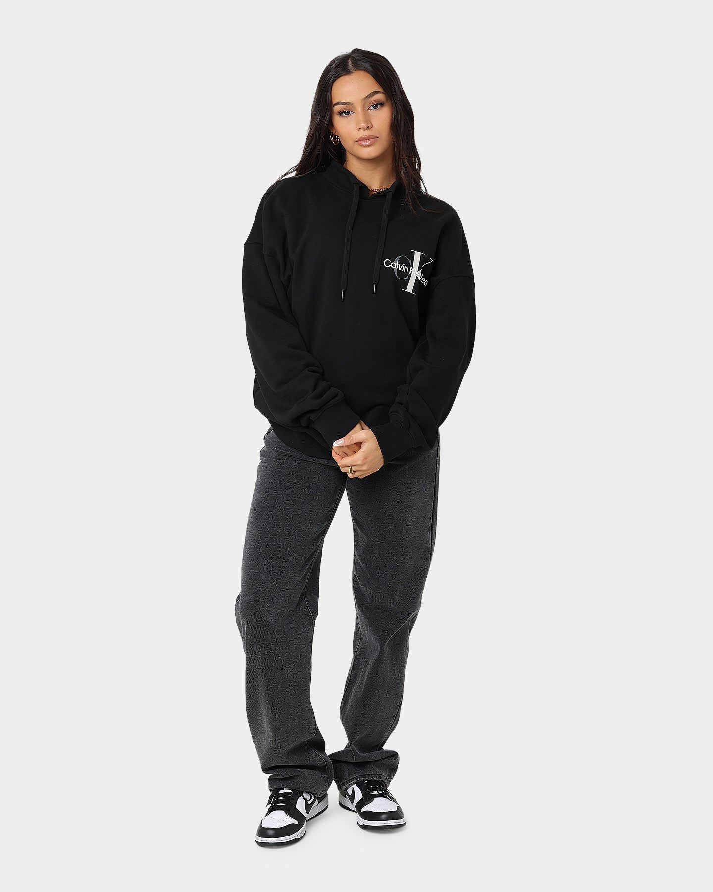 Calvin Klein Monogram Funnel Neck Sweatshirt CK Black Style001