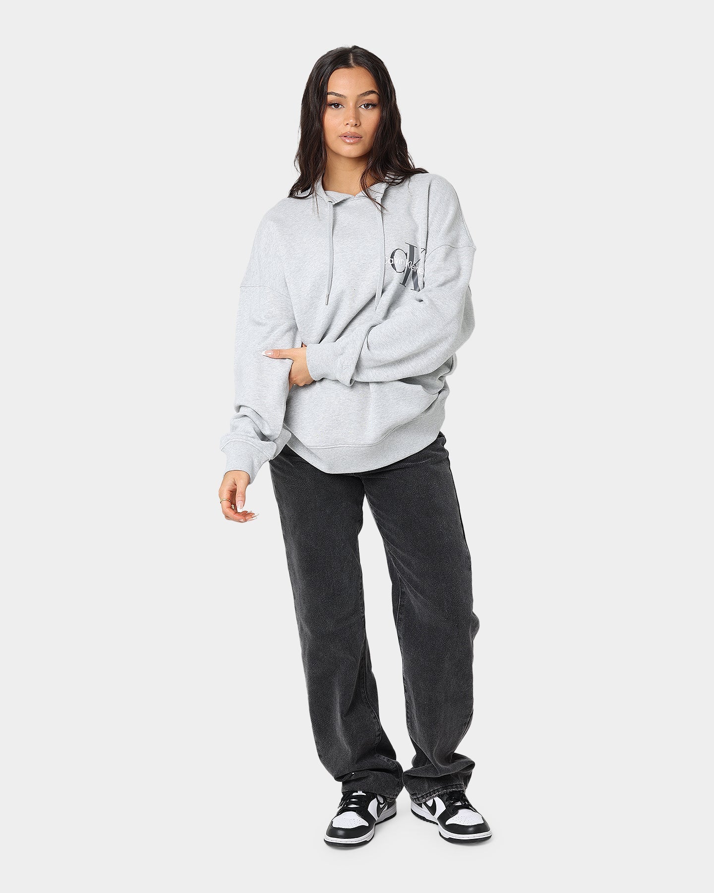 Calvin Klein Monogram Funnel Neck Sweatshirt Light Grey Heat Style001