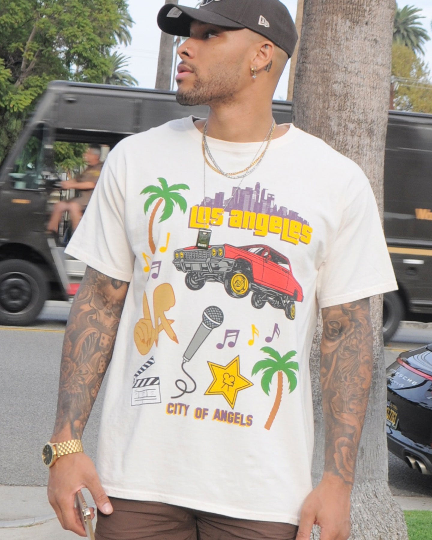 Goat Crew All Over Los Angeles Vintage T-Shirt Off White