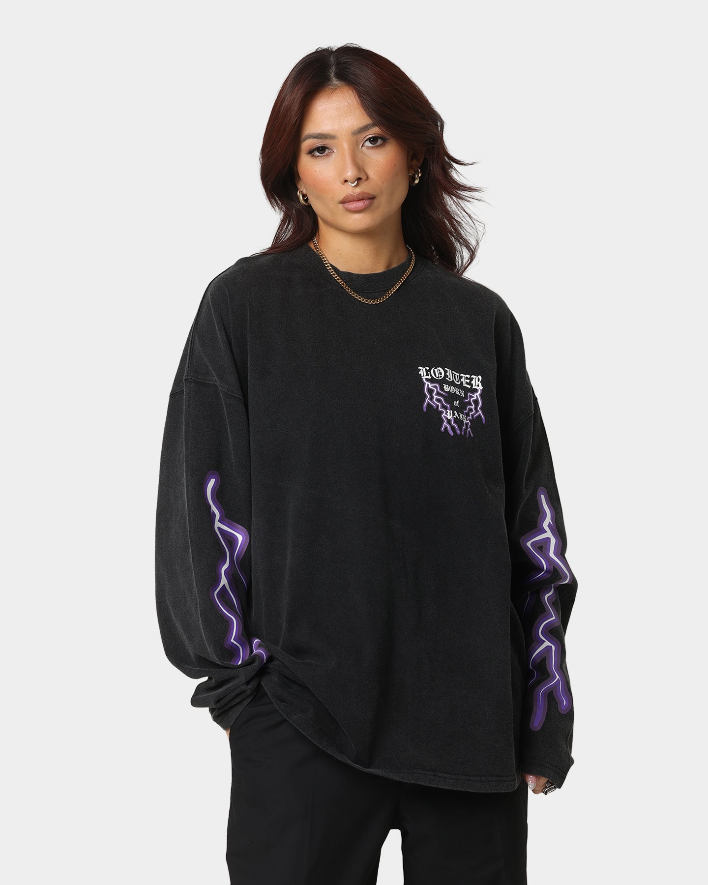 Loiter Born Of Pain Long Sleeve T-Shirt Black Style001