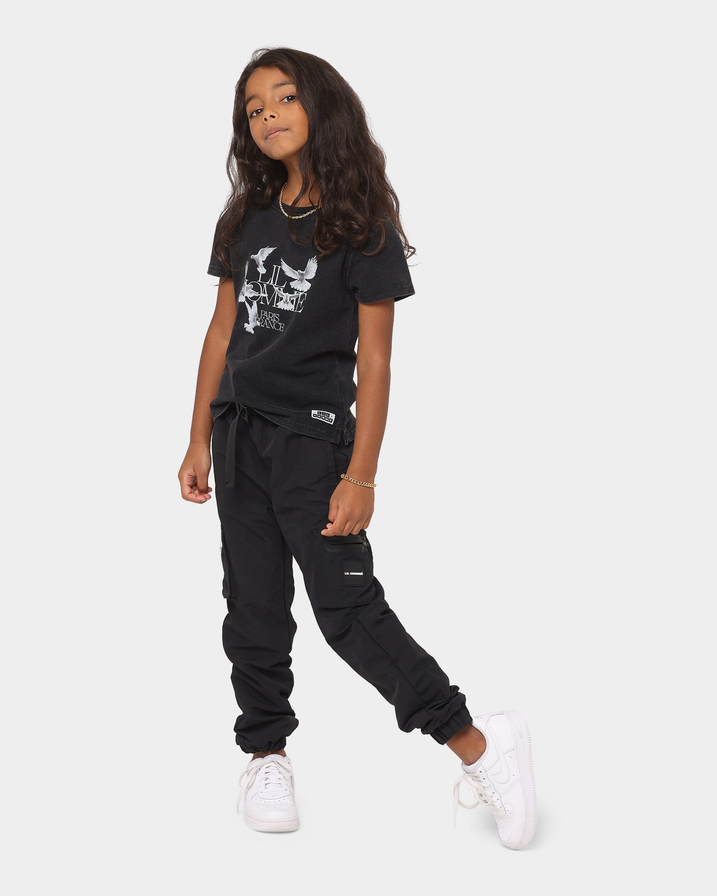 Lil Homme Kids' Dove Heaven Vintage T-Shirt Washed Black