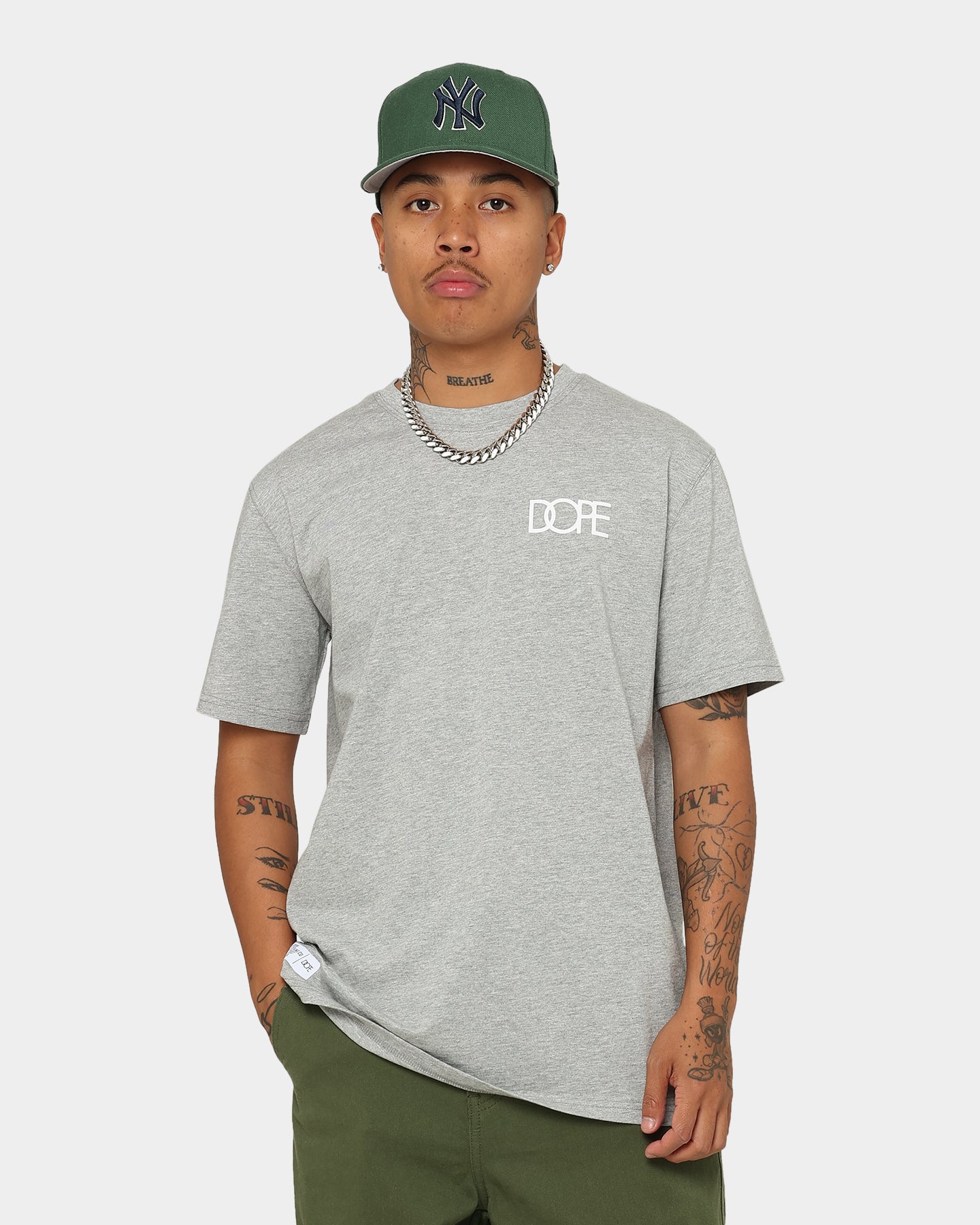 DOPE Core Logo T-Shirt Grey Marle/White