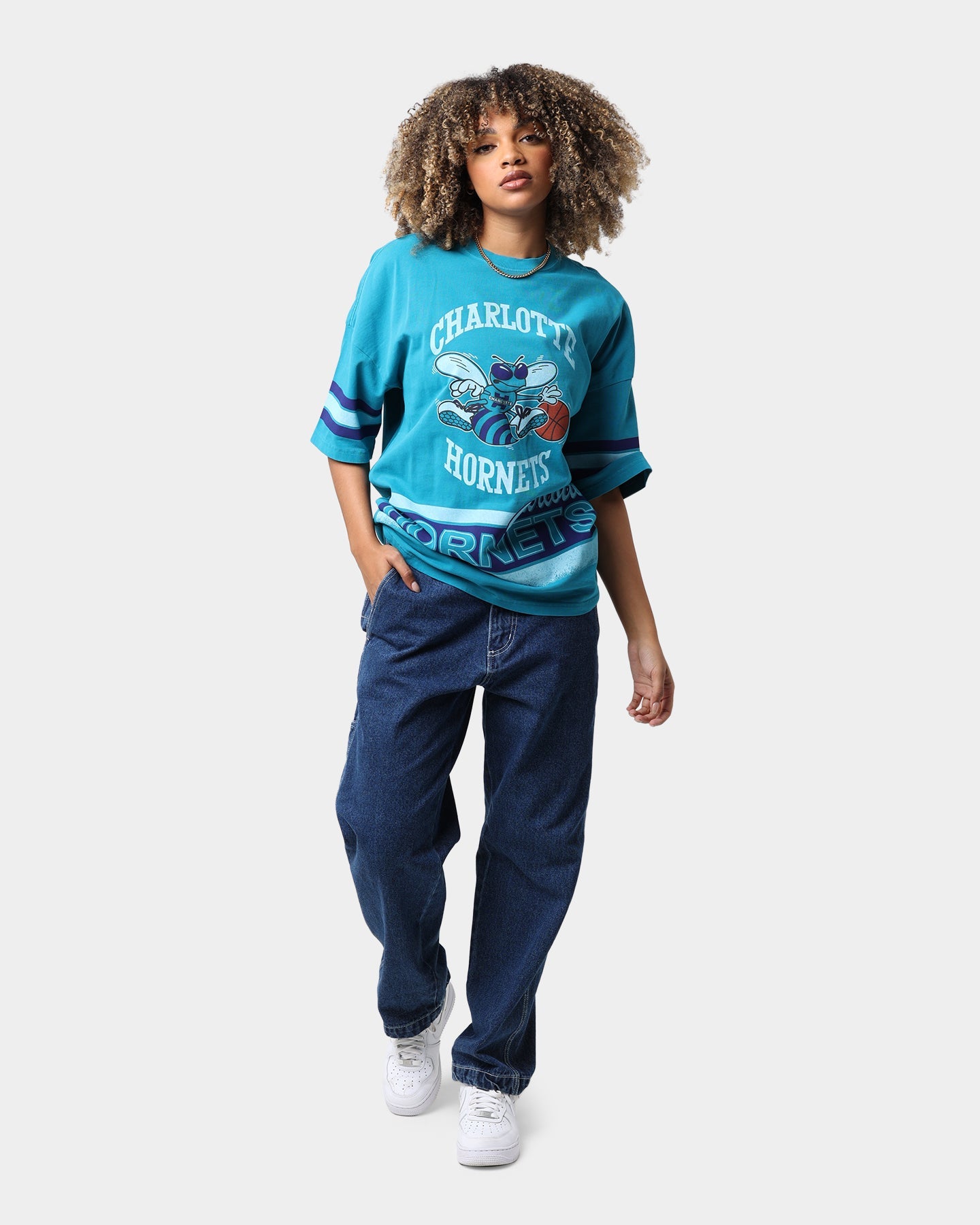 Mitchell & Ness Charlotte Hornets Vintage Conference T-Shirt Faded Teal Style001