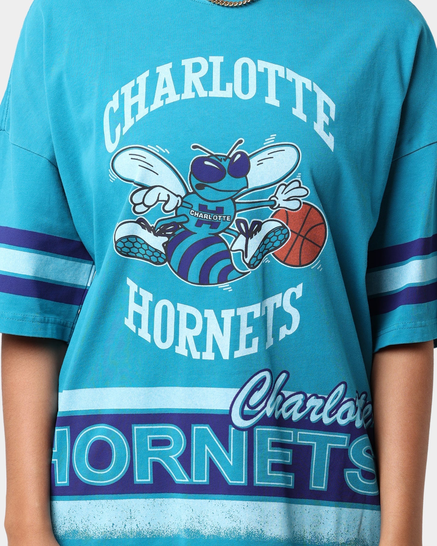 Mitchell & Ness Charlotte Hornets Vintage Conference T-Shirt Faded Teal Style001