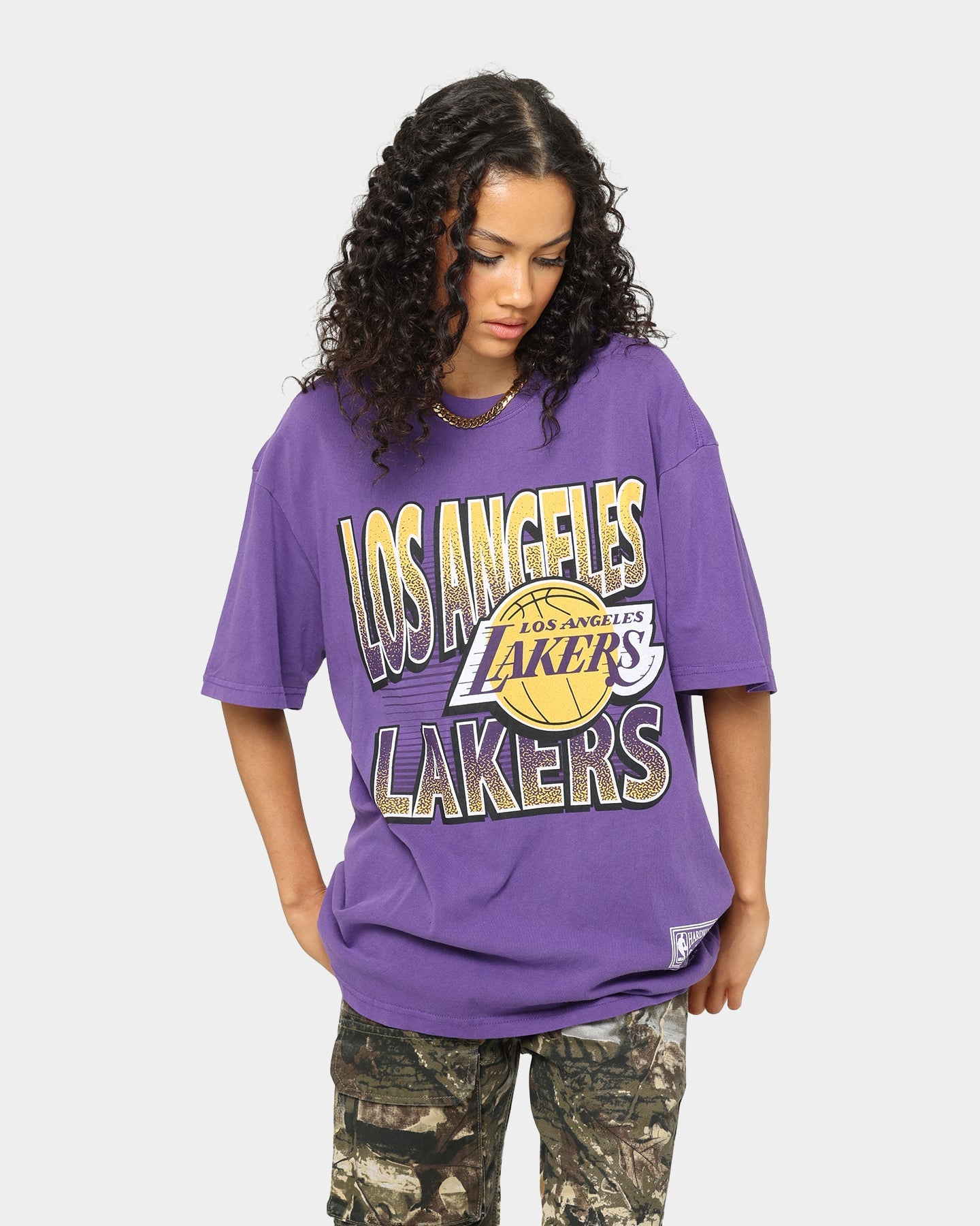 Mitchell & Ness Los Angeles Lakers Incline Stack T-Shirt Faded Purple Style001
