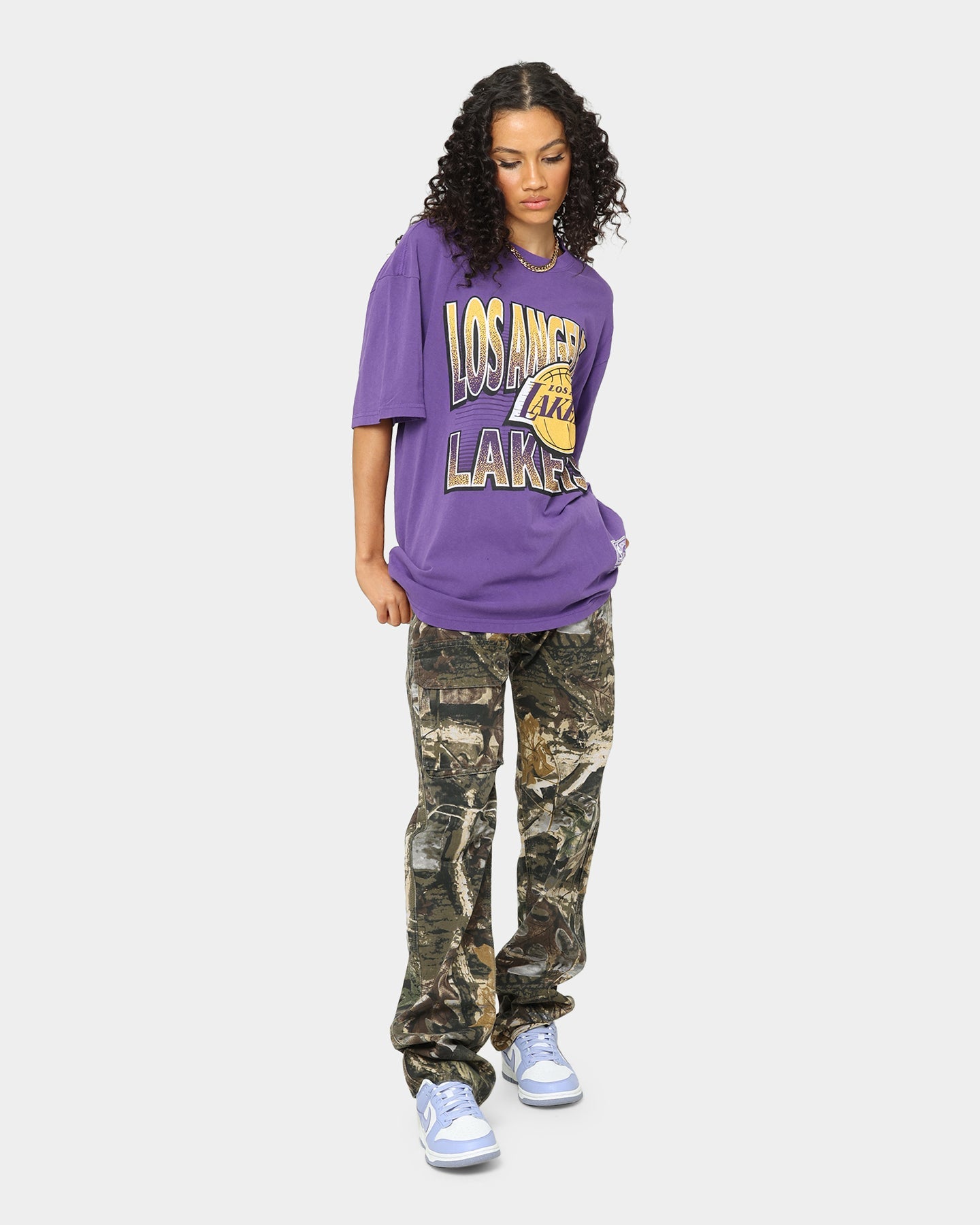 Mitchell & Ness Los Angeles Lakers Incline Stack T-Shirt Faded Purple Style001