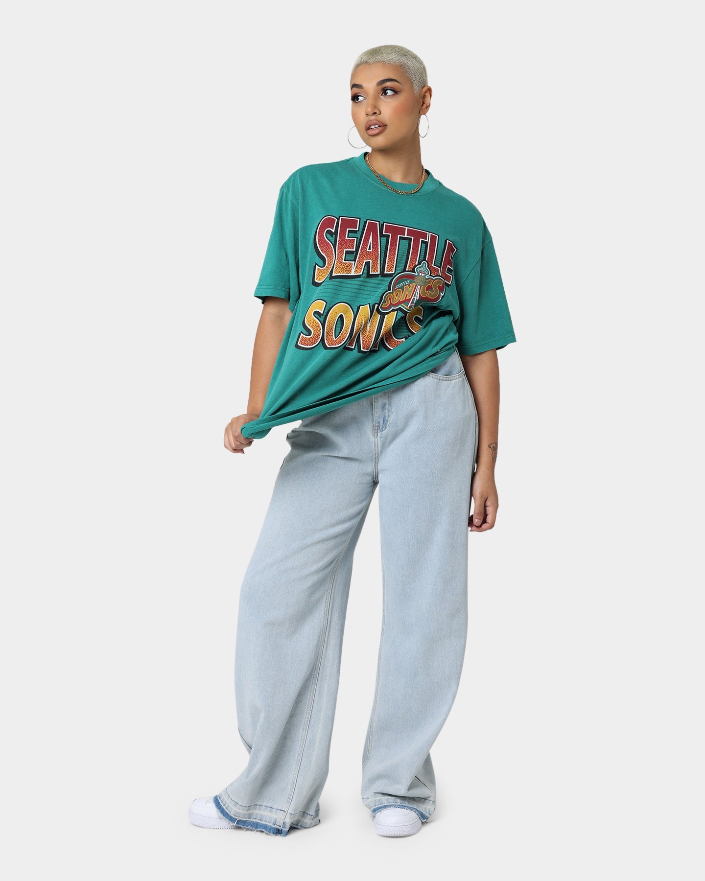 Mitchell & Ness Seattle Sonics Incline Stack Vintage T-Shirt Faded Green Style001