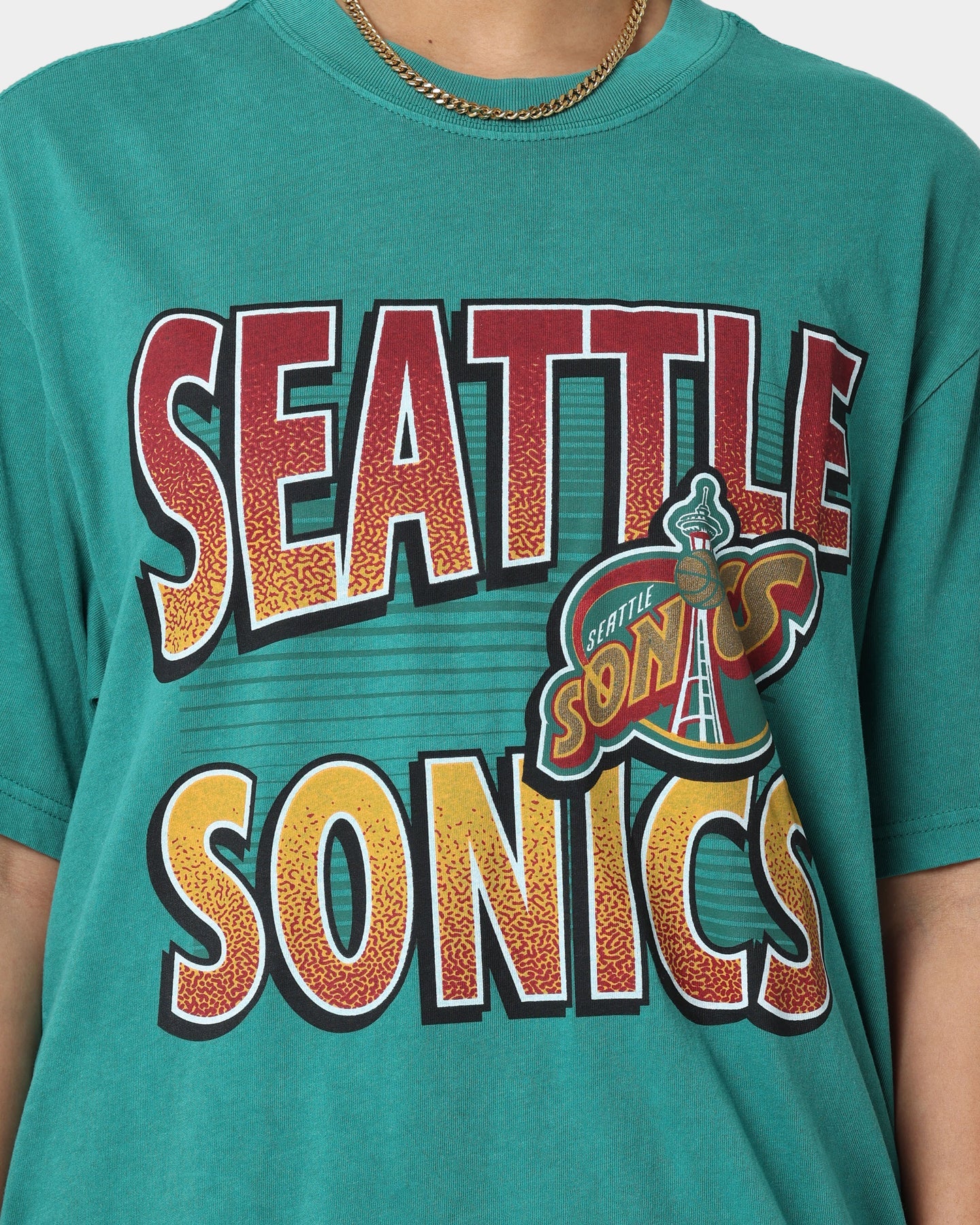 Mitchell & Ness Seattle Sonics Incline Stack Vintage T-Shirt Faded Green Style001