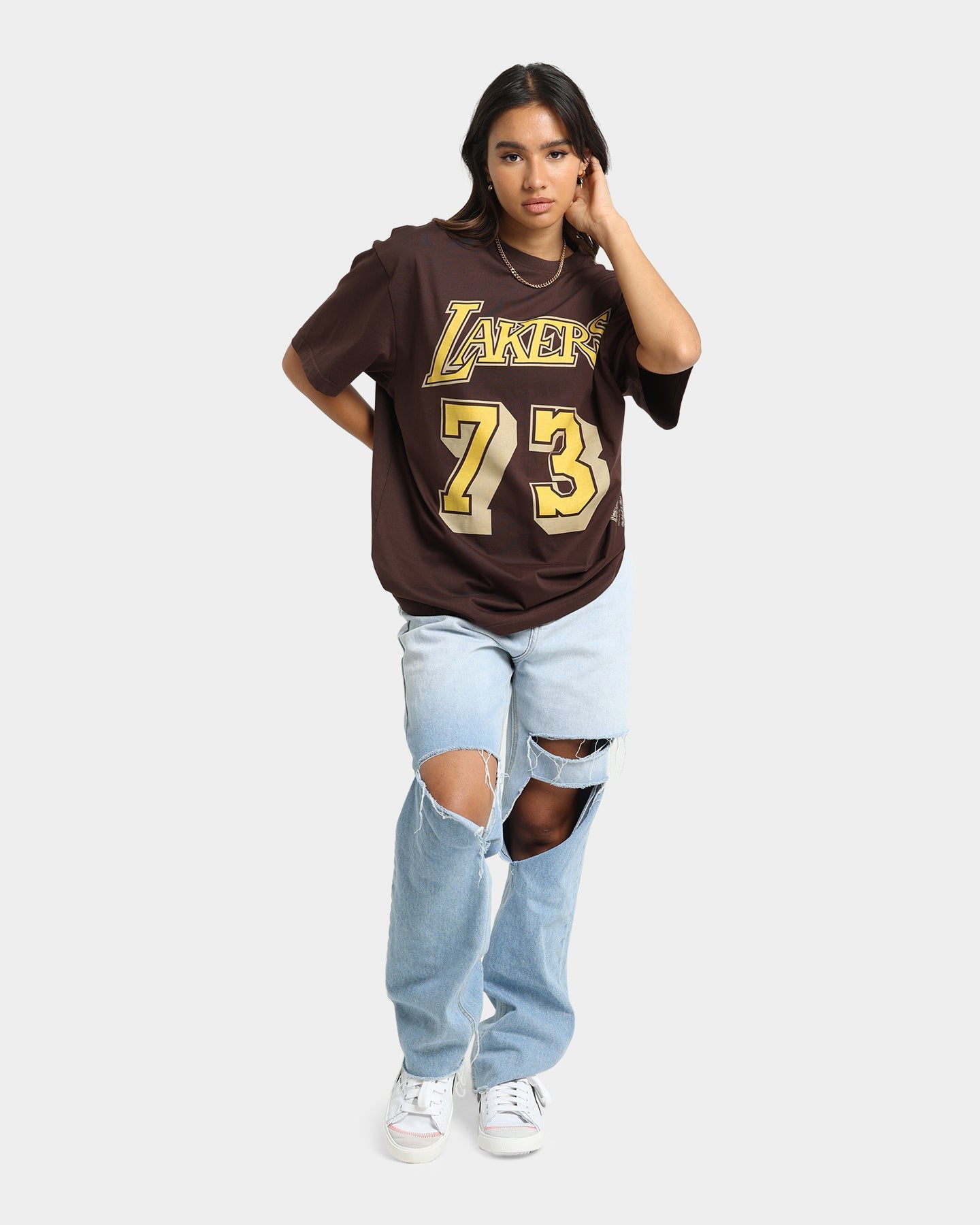 Mitchell & Ness Los Angeles Lakers Dennis Rodman #73 Lux Brown T-Shirt Baroque Brown Style001