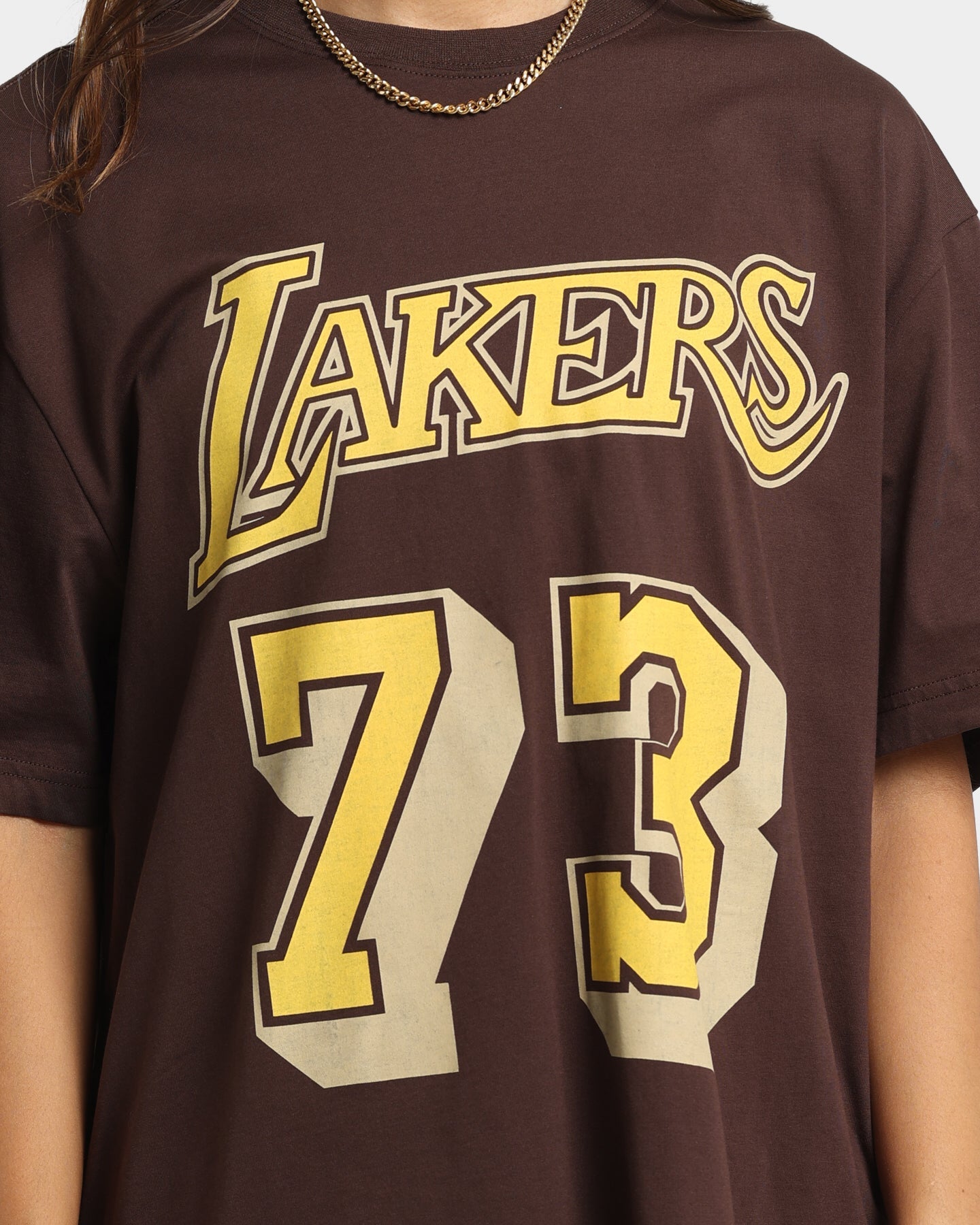Mitchell & Ness Los Angeles Lakers Dennis Rodman #73 Lux Brown T-Shirt Baroque Brown Style001