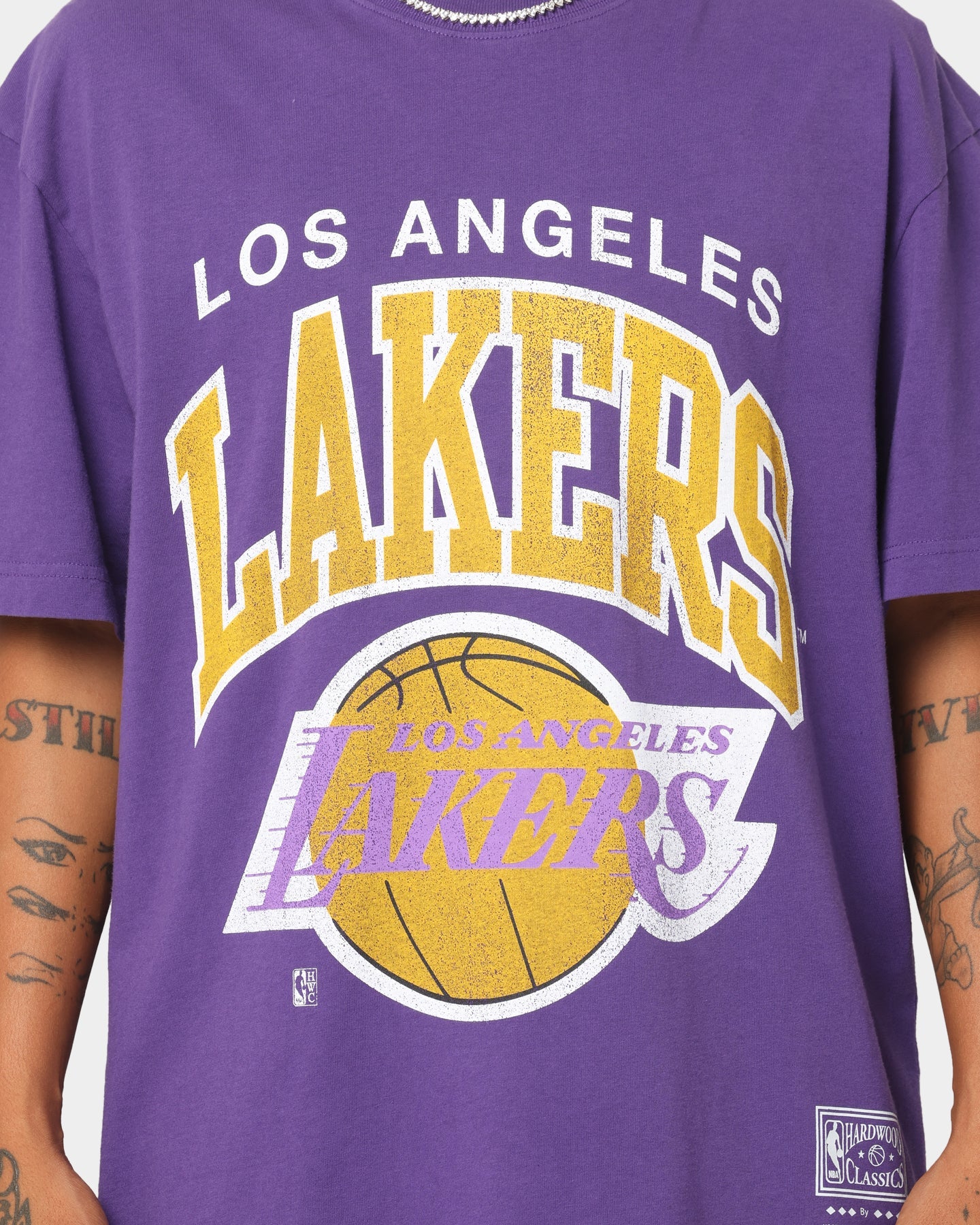 Mitchell & Ness Los Angeles Lakers XL Arch Vintage T-Shirt Faded Purple