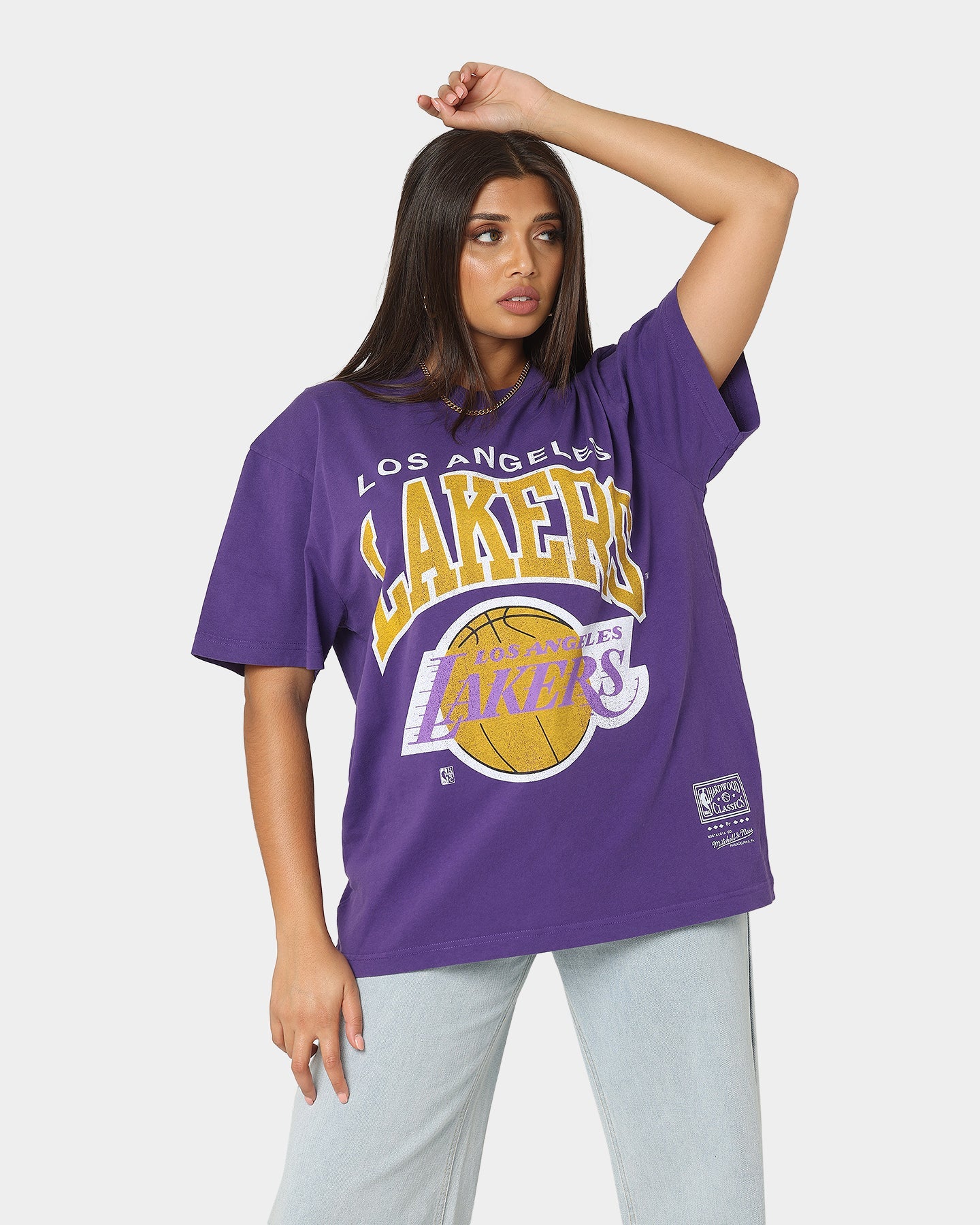 Mitchell & Ness Los Angeles Lakers XL Arch Vintage T-Shirt Faded Purple Style001