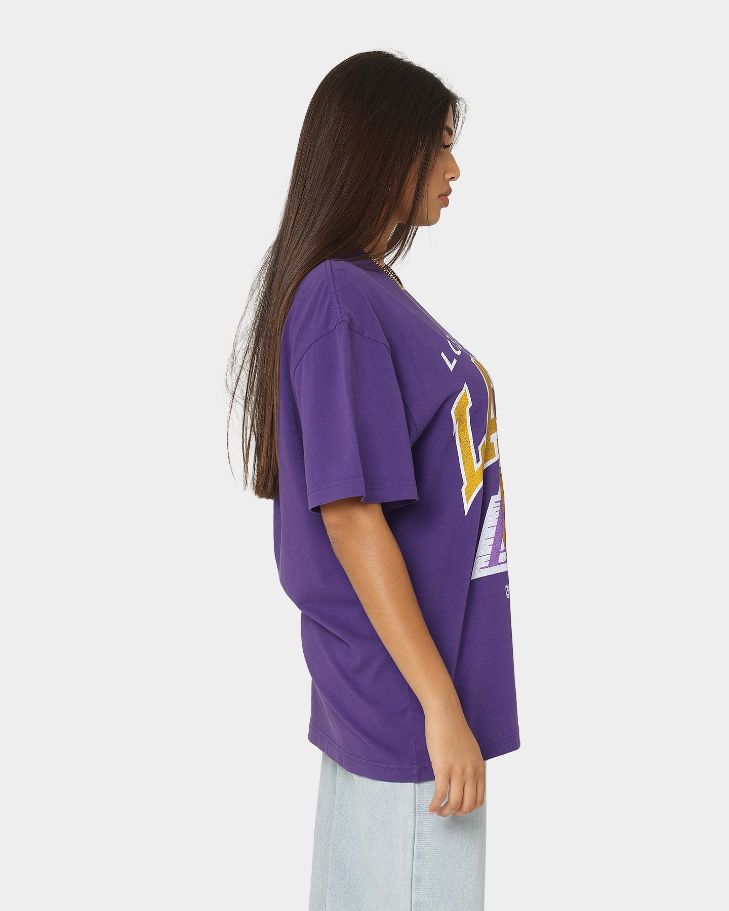 Mitchell & Ness Los Angeles Lakers XL Arch Vintage T-Shirt Faded Purple Style001