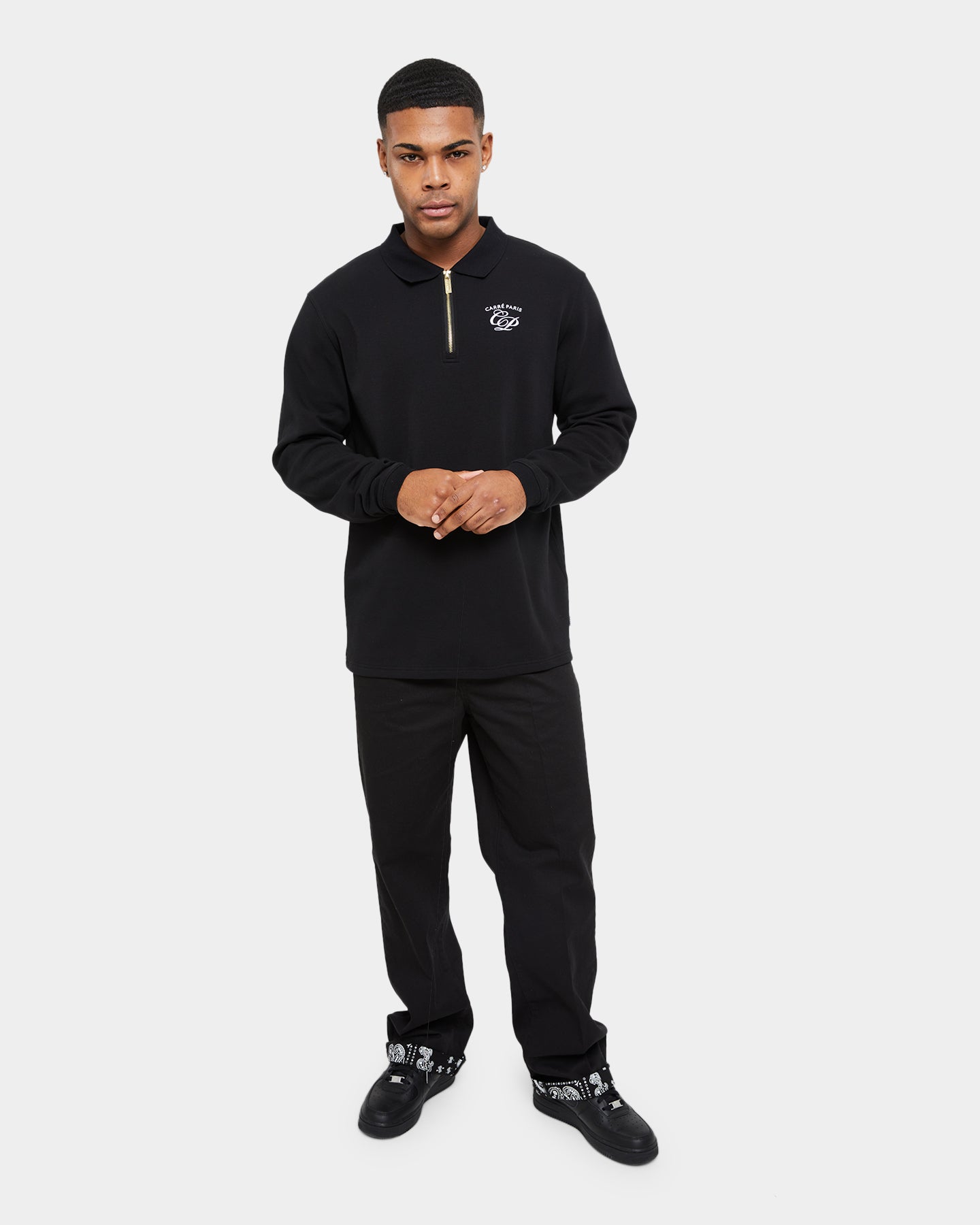 Carr√© Revolutionnaires Zip Long Sleeve Polo Shirt Black