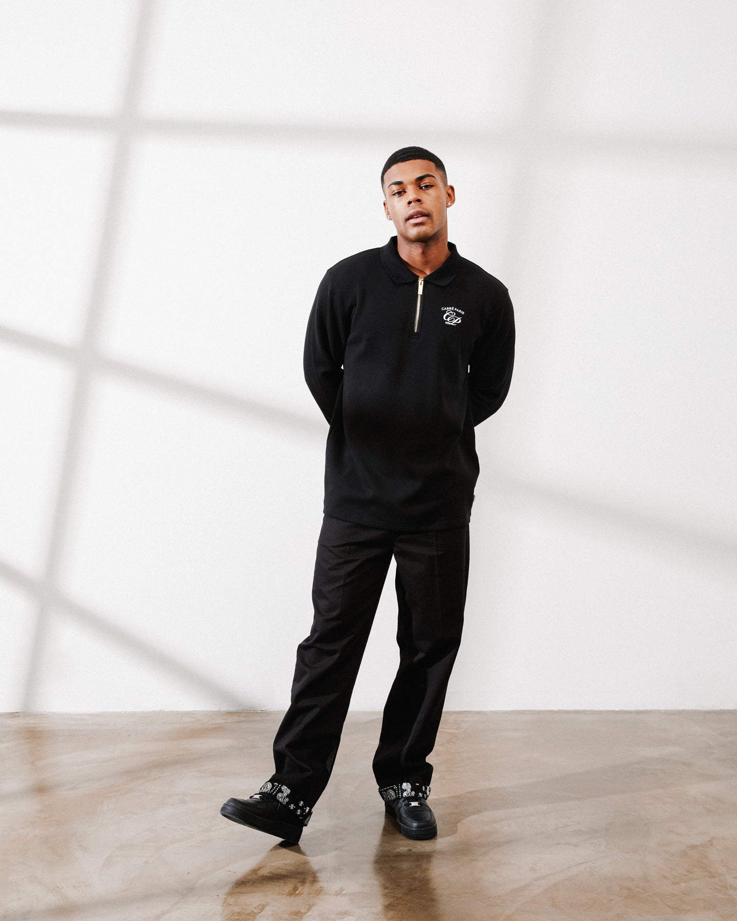 Carr√© Revolutionnaires Zip Long Sleeve Polo Shirt Black