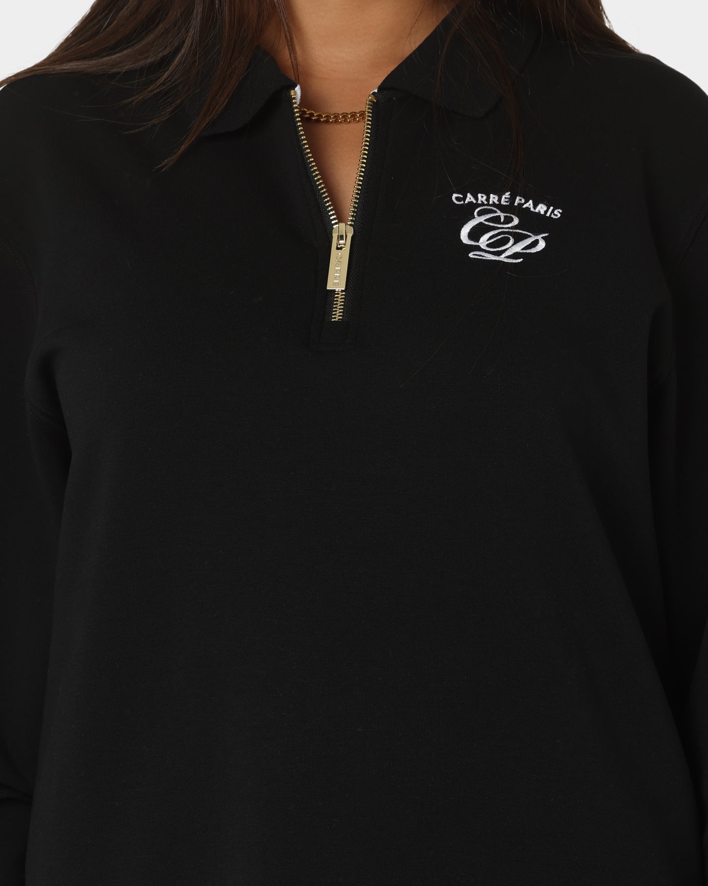 Carr√© Revolutionnaires Zip Long Sleeve Polo Shirt Black Style001