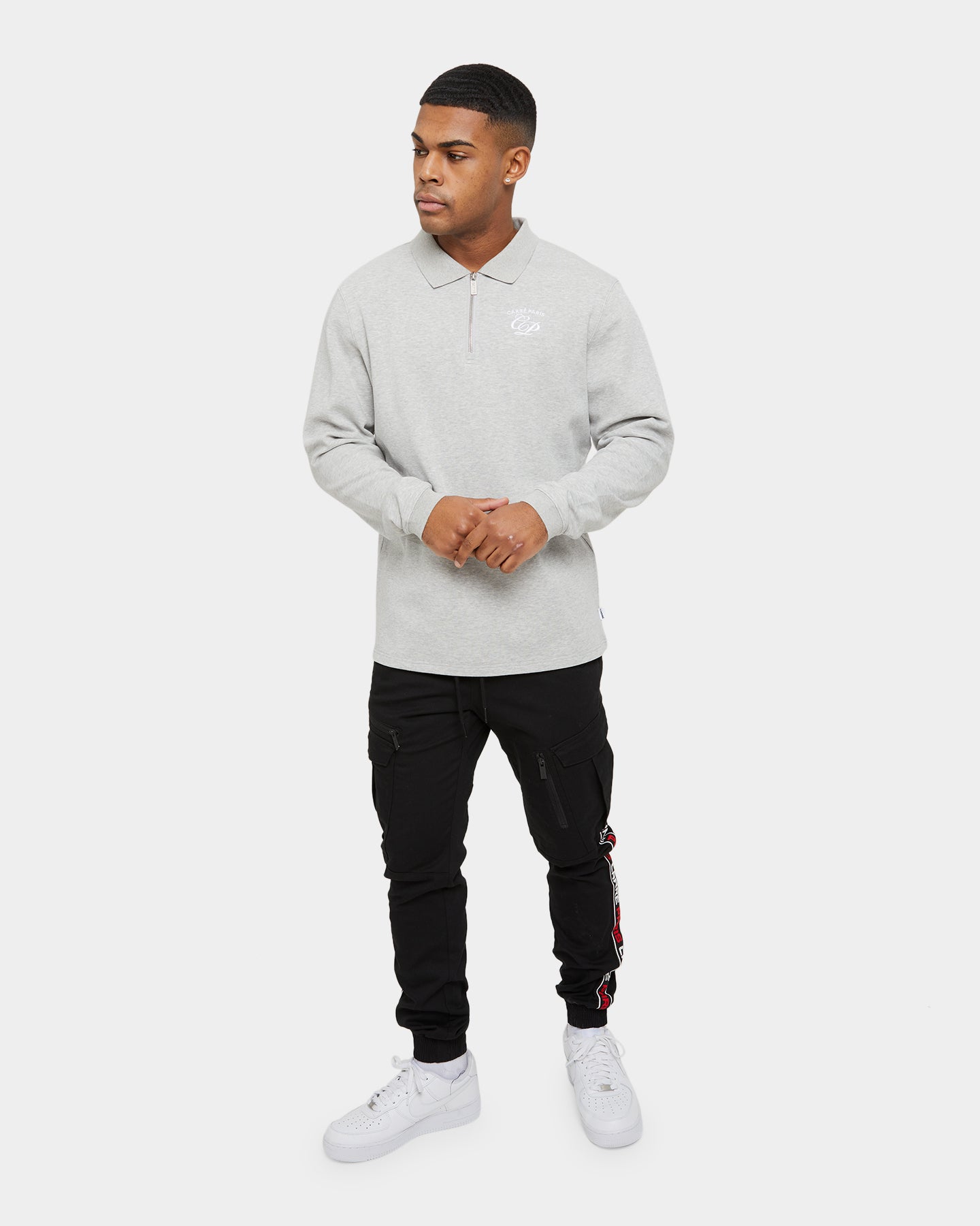 Carr√© Revolutionnaires Zip Long Sleeve Polo Shirt Grey Marle
