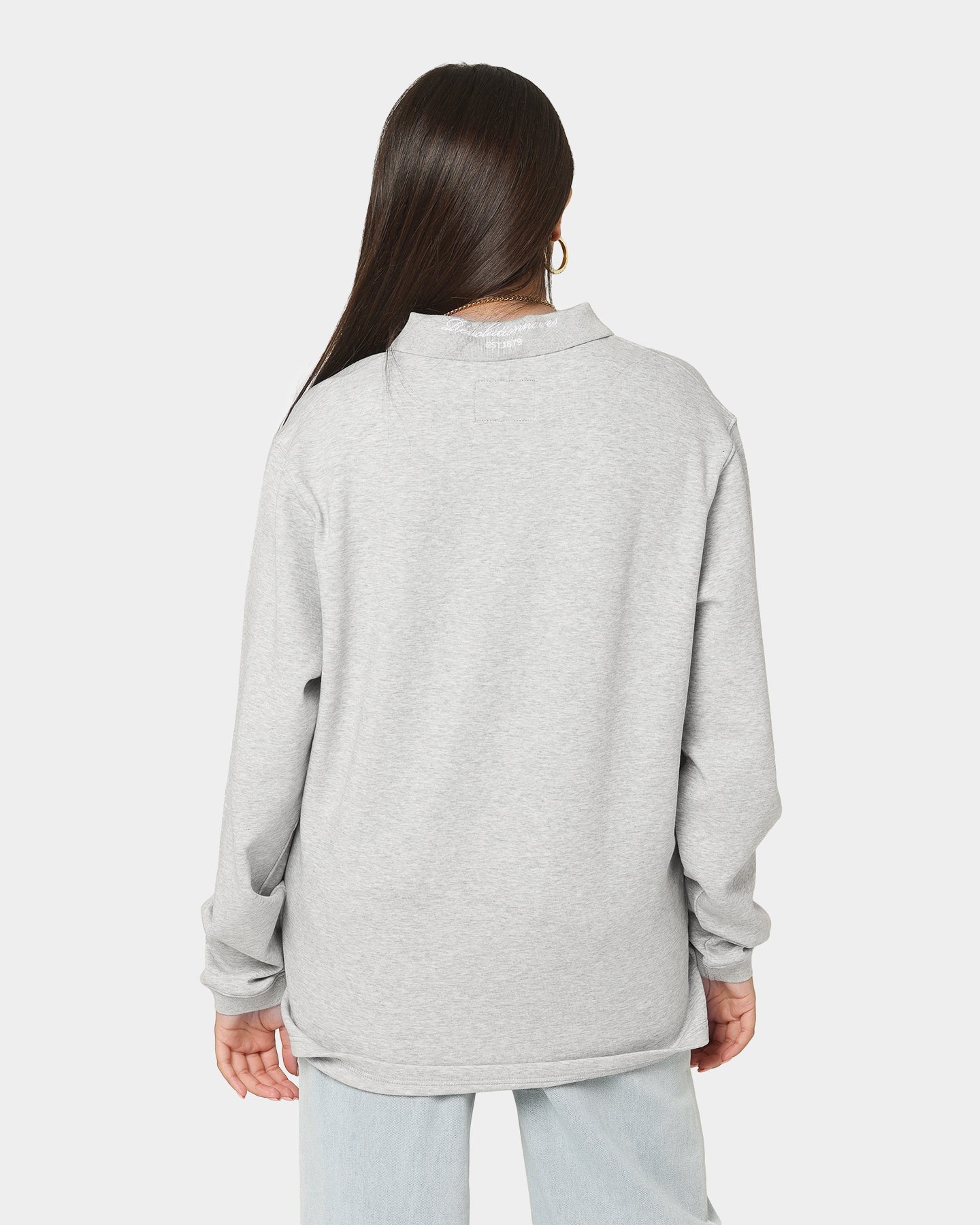 Carr√© Revolutionnaires Zip Long Sleeve Polo Shirt Grey Marle Style001