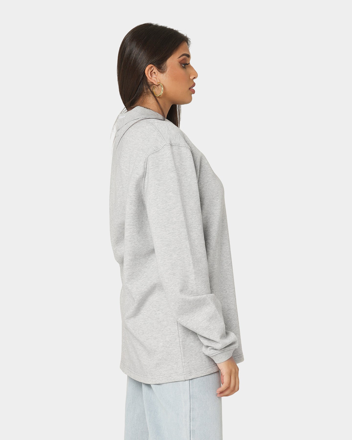 Carr√© Revolutionnaires Zip Long Sleeve Polo Shirt Grey Marle Style001