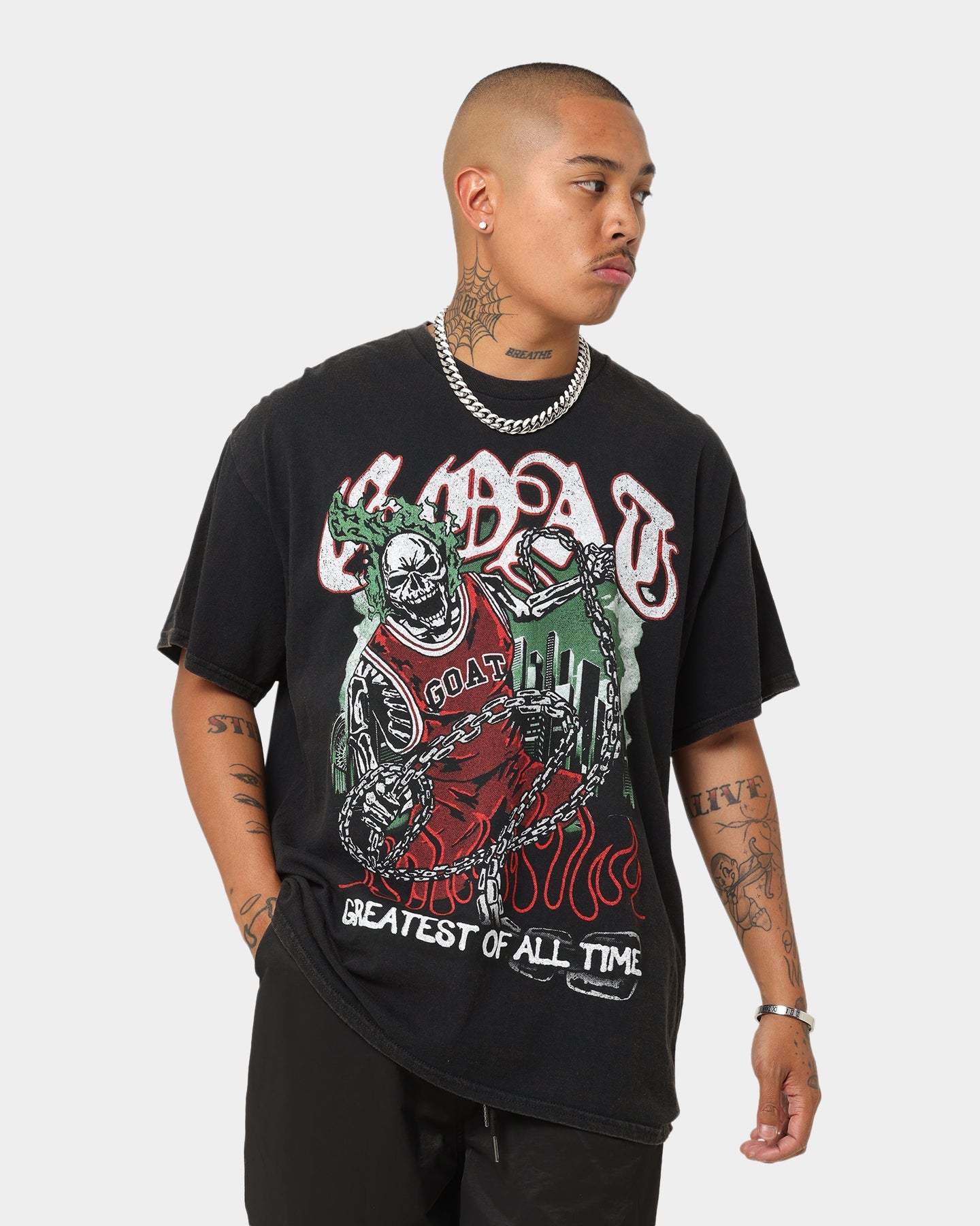 Goat Crew Goat Skull Vintage T-Shirt Black Wash