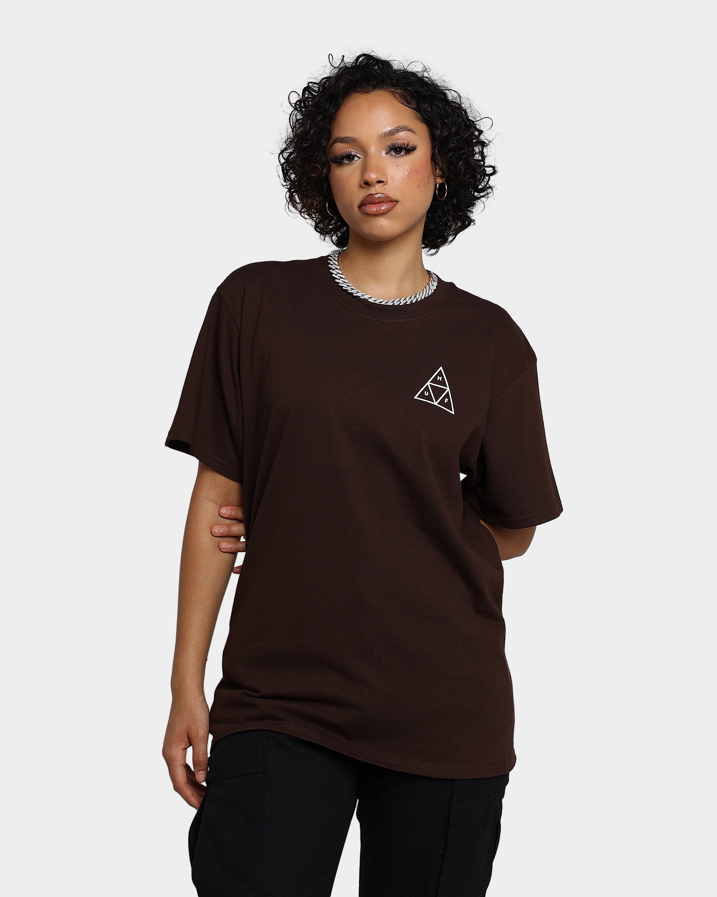 HUF Essentials T-Shirt Chocolate Style001
