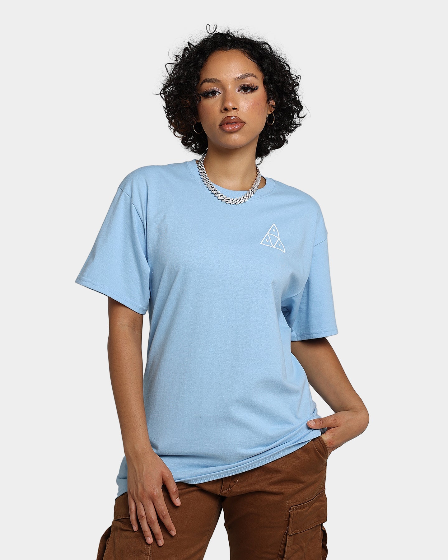 HUF Essentials T-Shirt Light Blue Style001