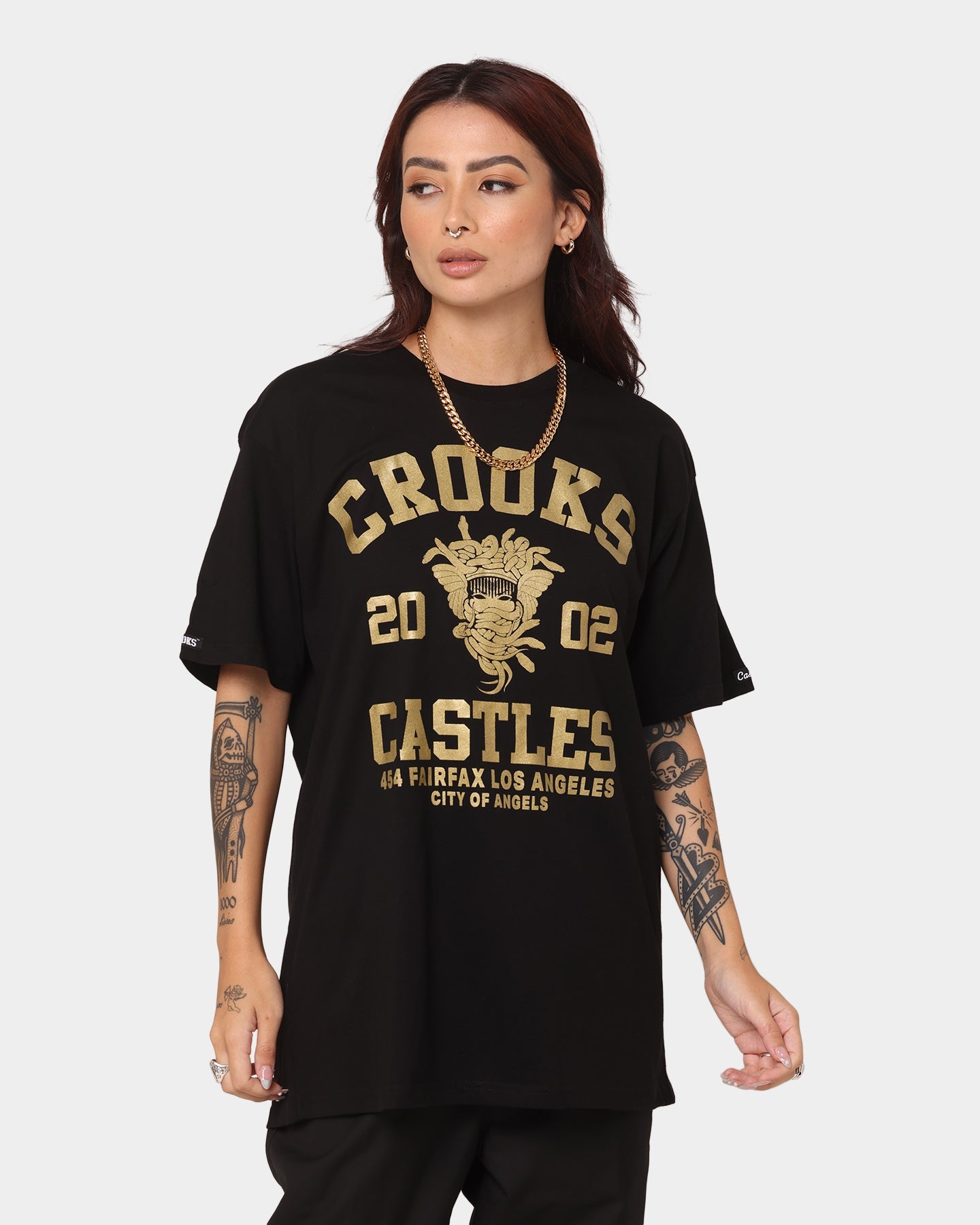 Crooks & Castles Fairfax Varsity T-Shirt Black/Gold Style001