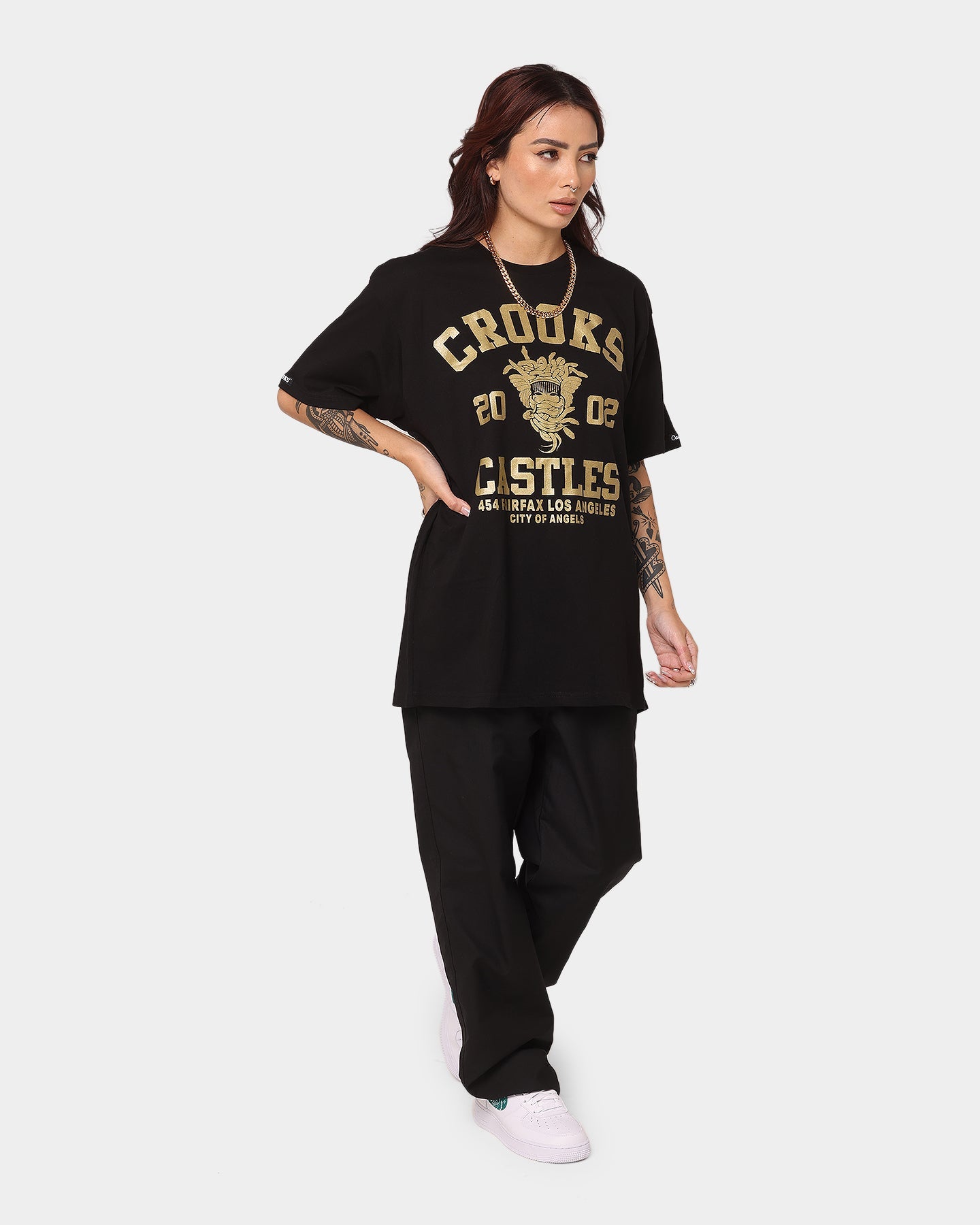 Crooks & Castles Fairfax Varsity T-Shirt Black/Gold Style001