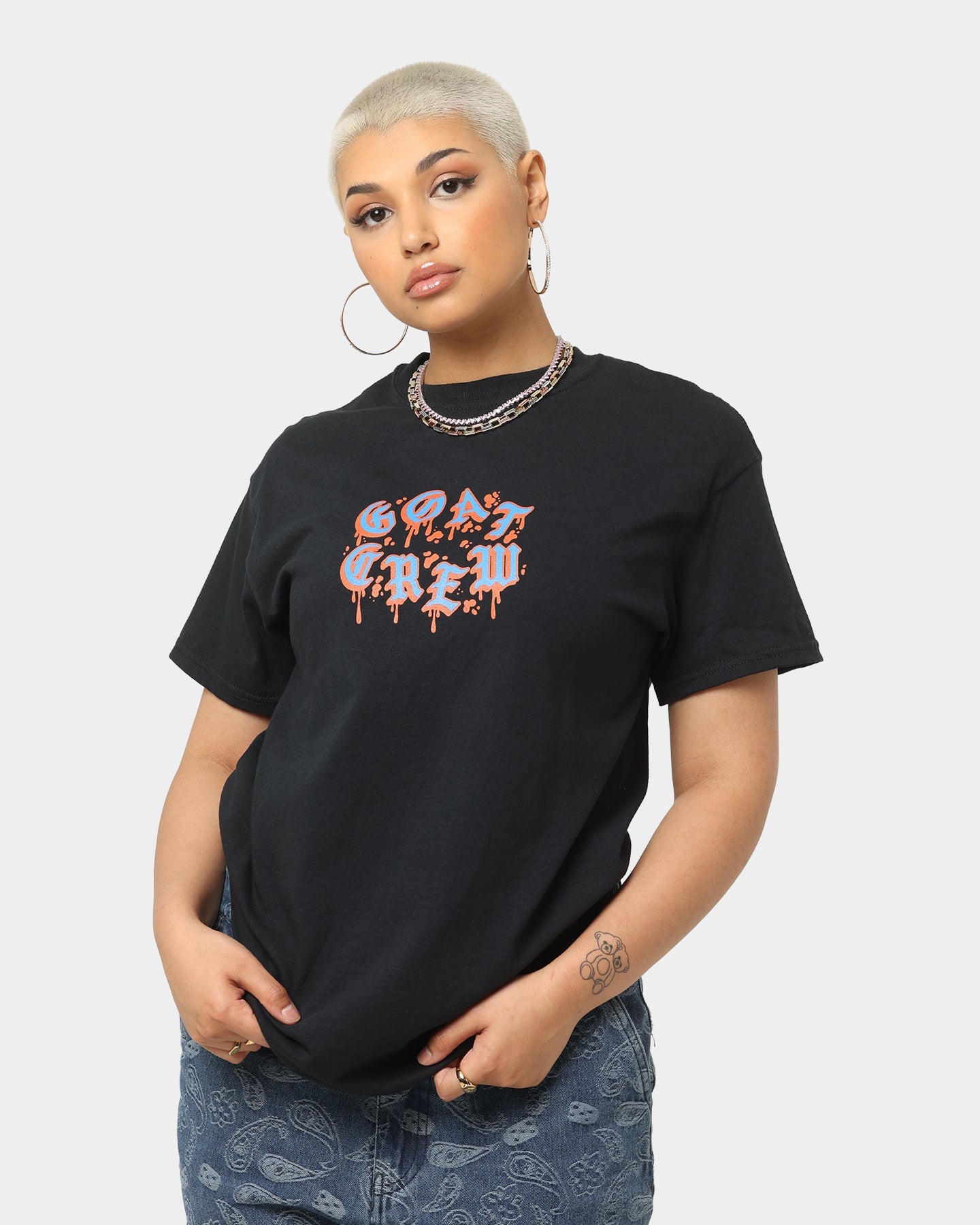 Goat Crew Drip Logo T-Shirt Black/Blue/Orange Style001