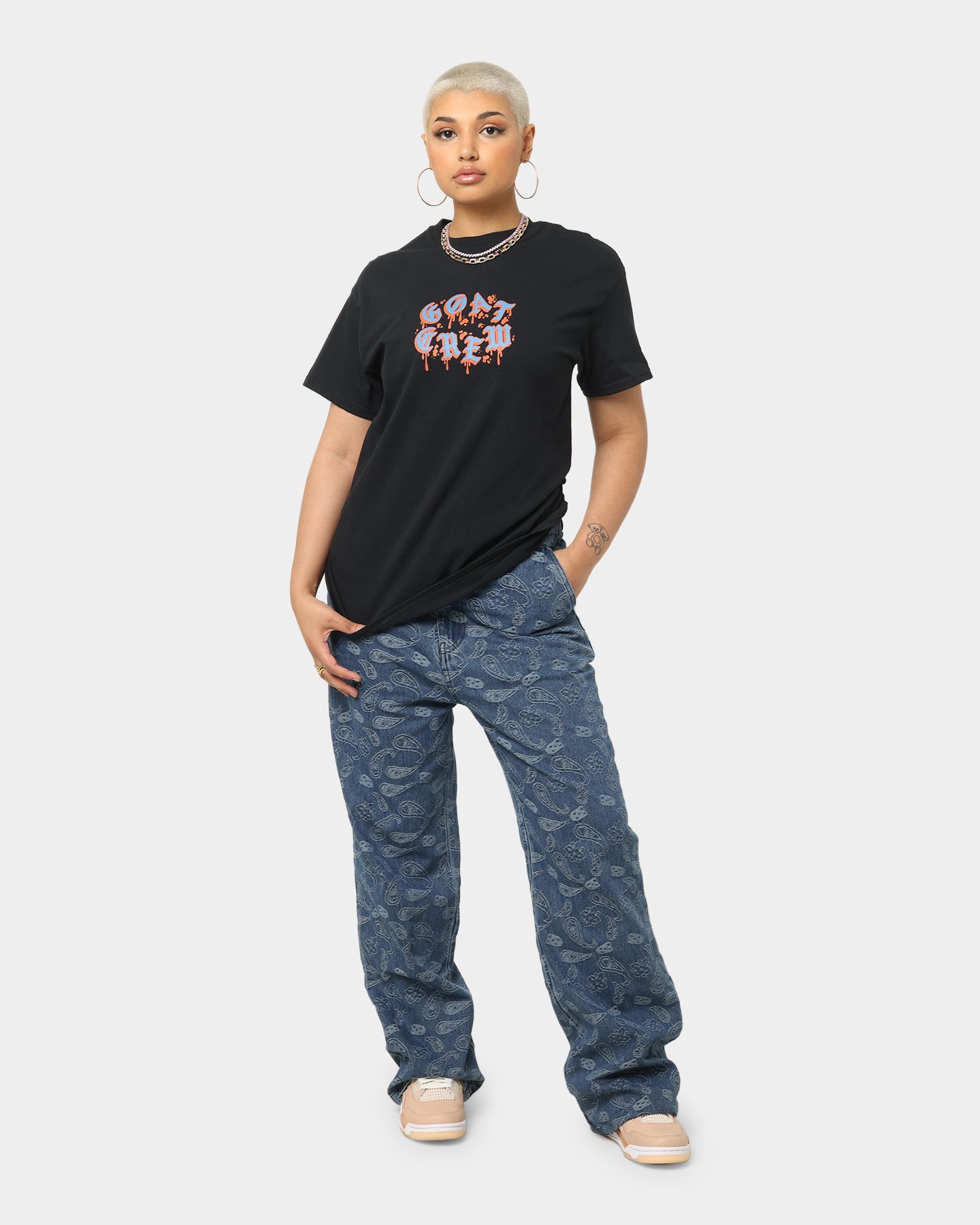 Goat Crew Drip Logo T-Shirt Black/Blue/Orange Style001