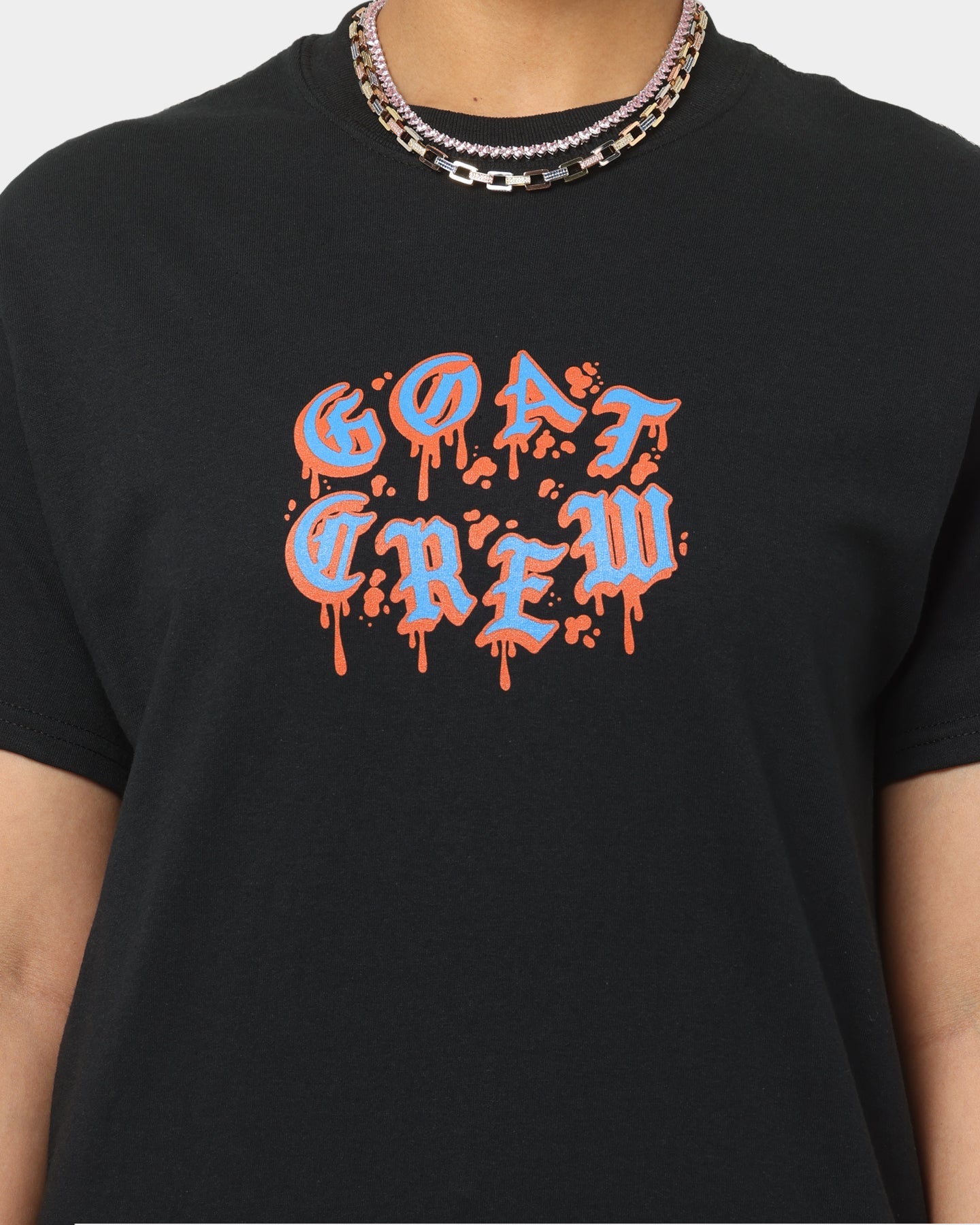 Goat Crew Drip Logo T-Shirt Black/Blue/Orange Style001
