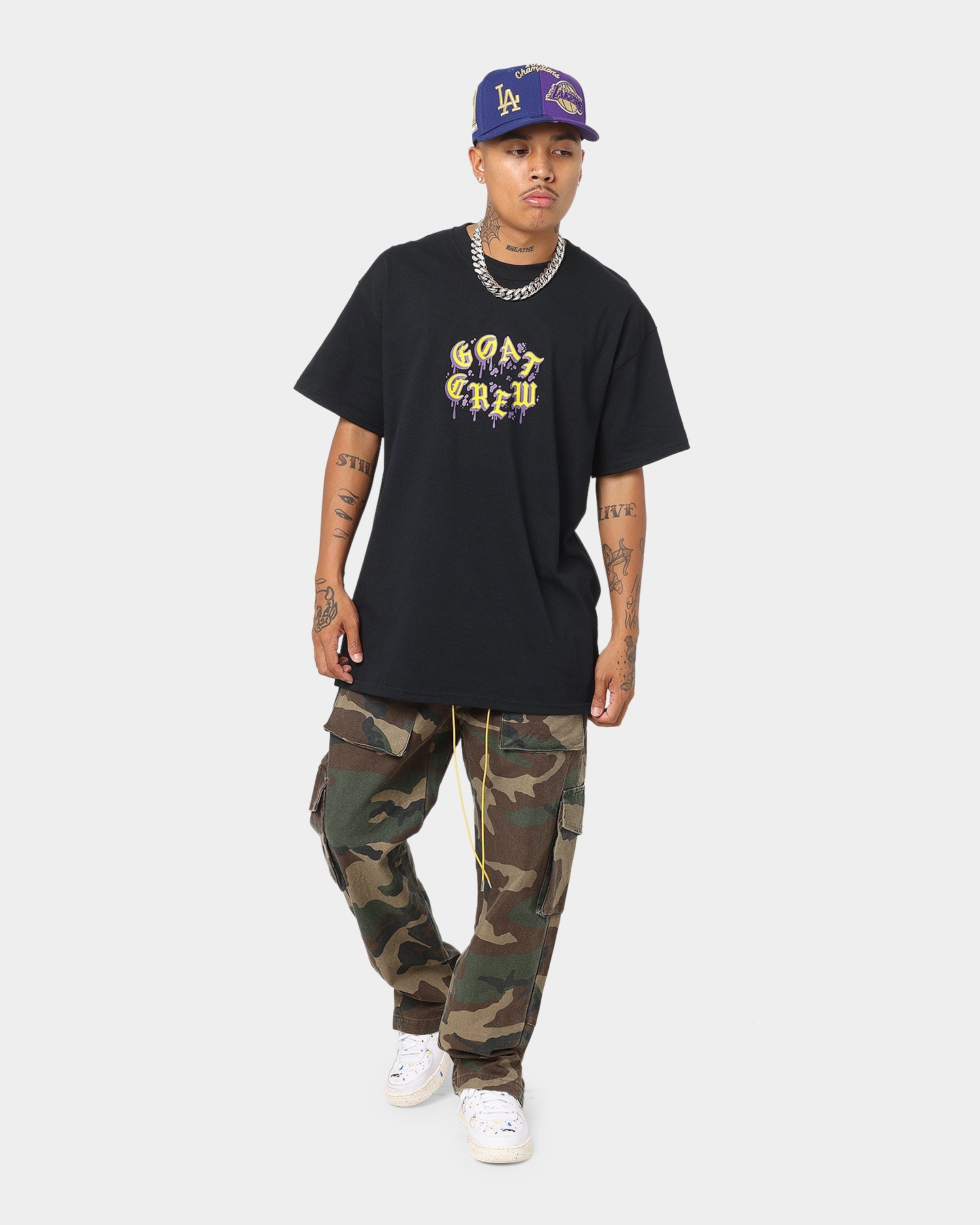 Goat Crew Drip Logo T-Shirt Black/Yellow/Purple