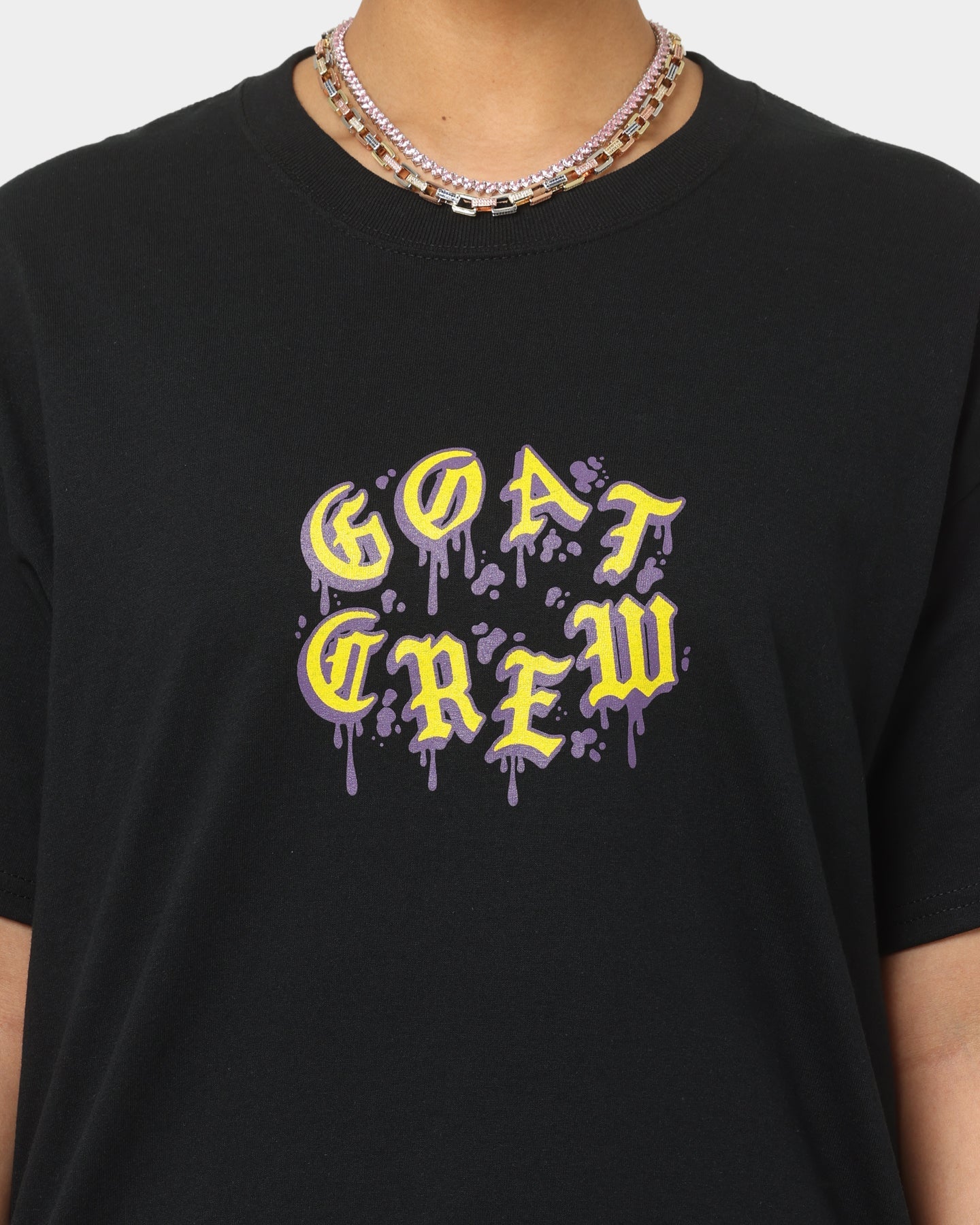 Goat Crew Drip Logo T-Shirt Black/Yellow/Purple Style001