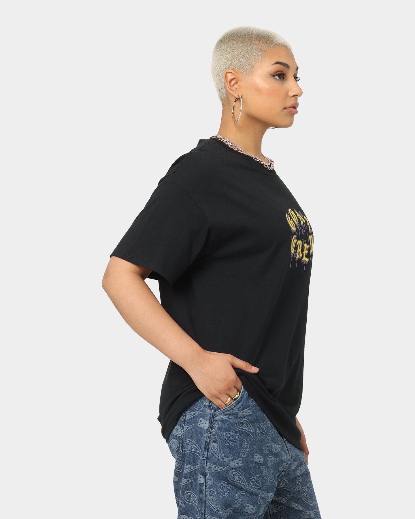 Goat Crew Drip Logo T-Shirt Black/Yellow/Purple Style001