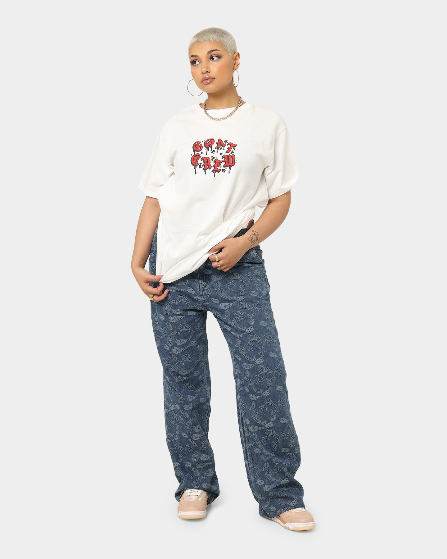 Goat Crew Drip Logo T-Shirt White/Red Style001