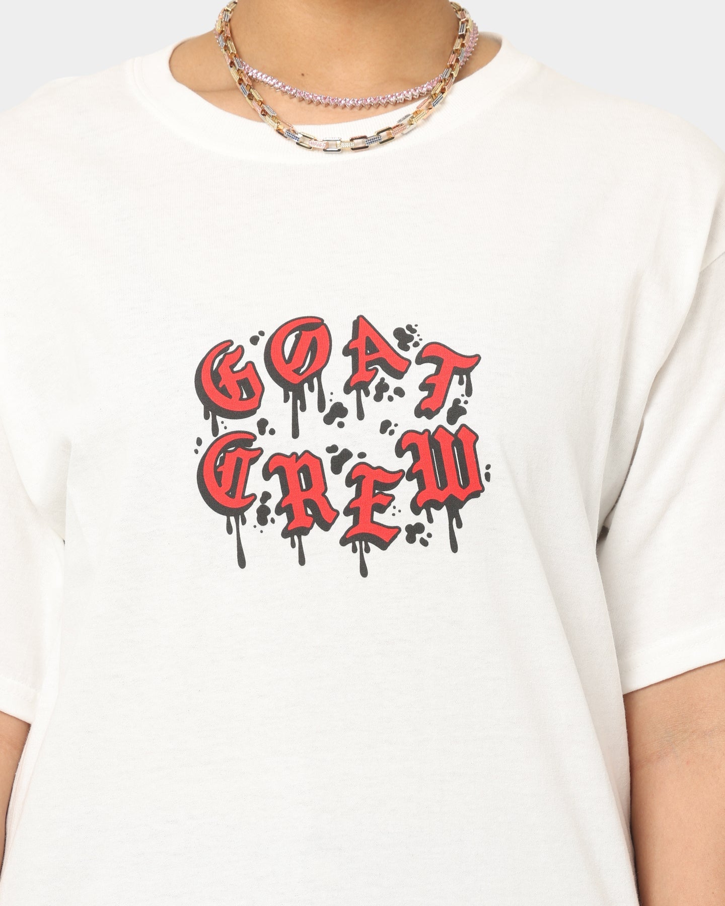 Goat Crew Drip Logo T-Shirt White/Red Style001