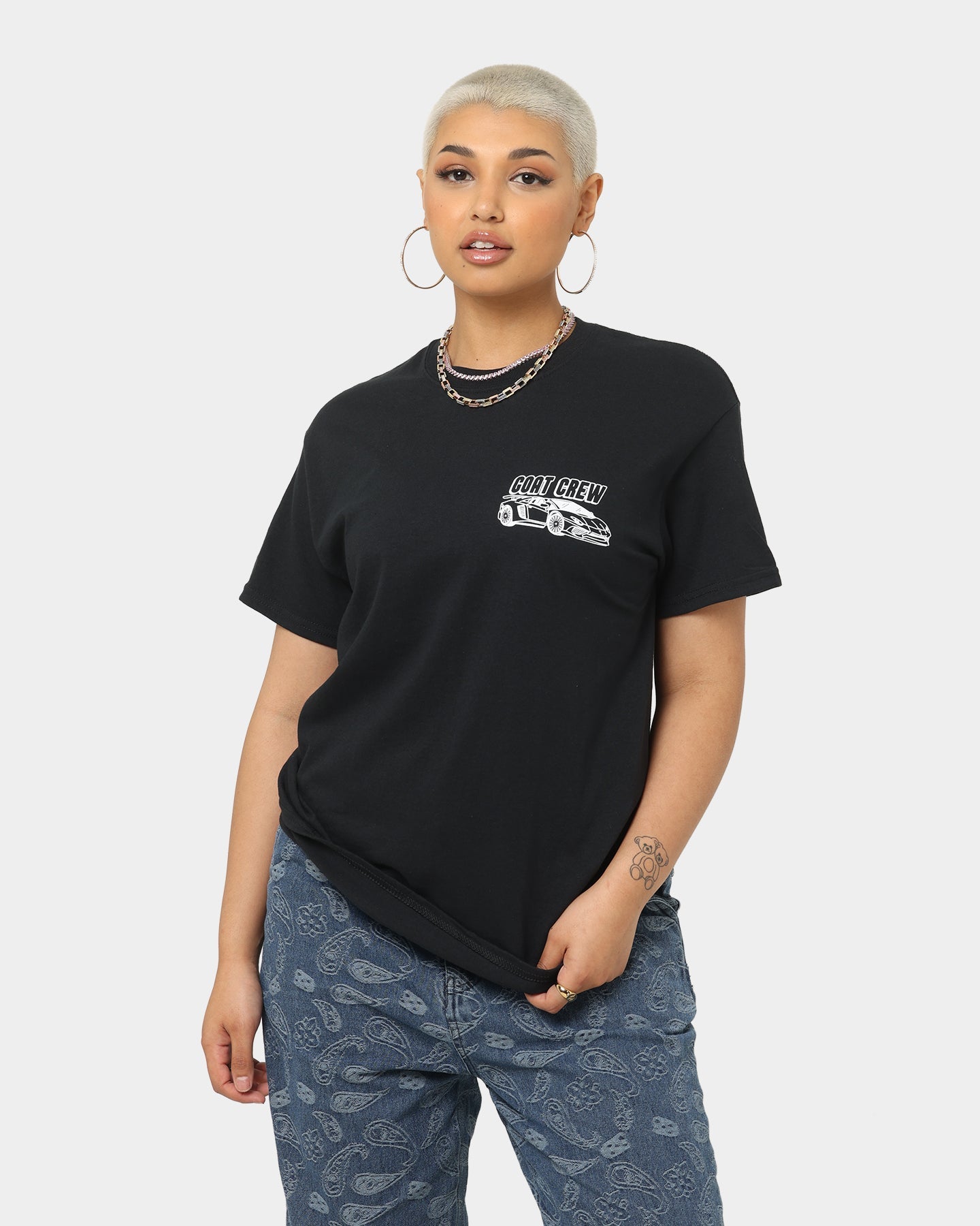 Goat Crew Race Car T-Shirt Black Style001