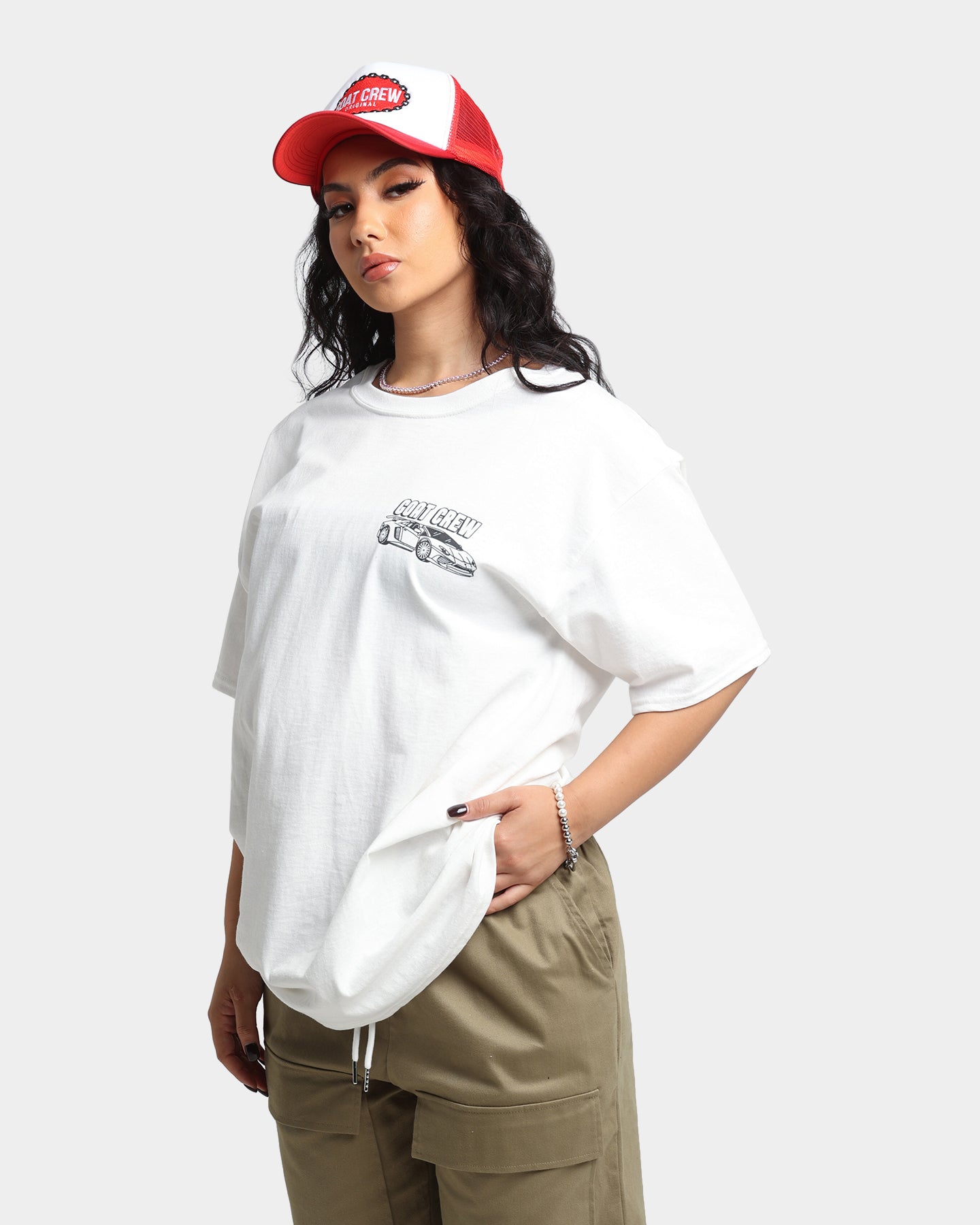 Goat Crew Race Car T-Shirt White Style001