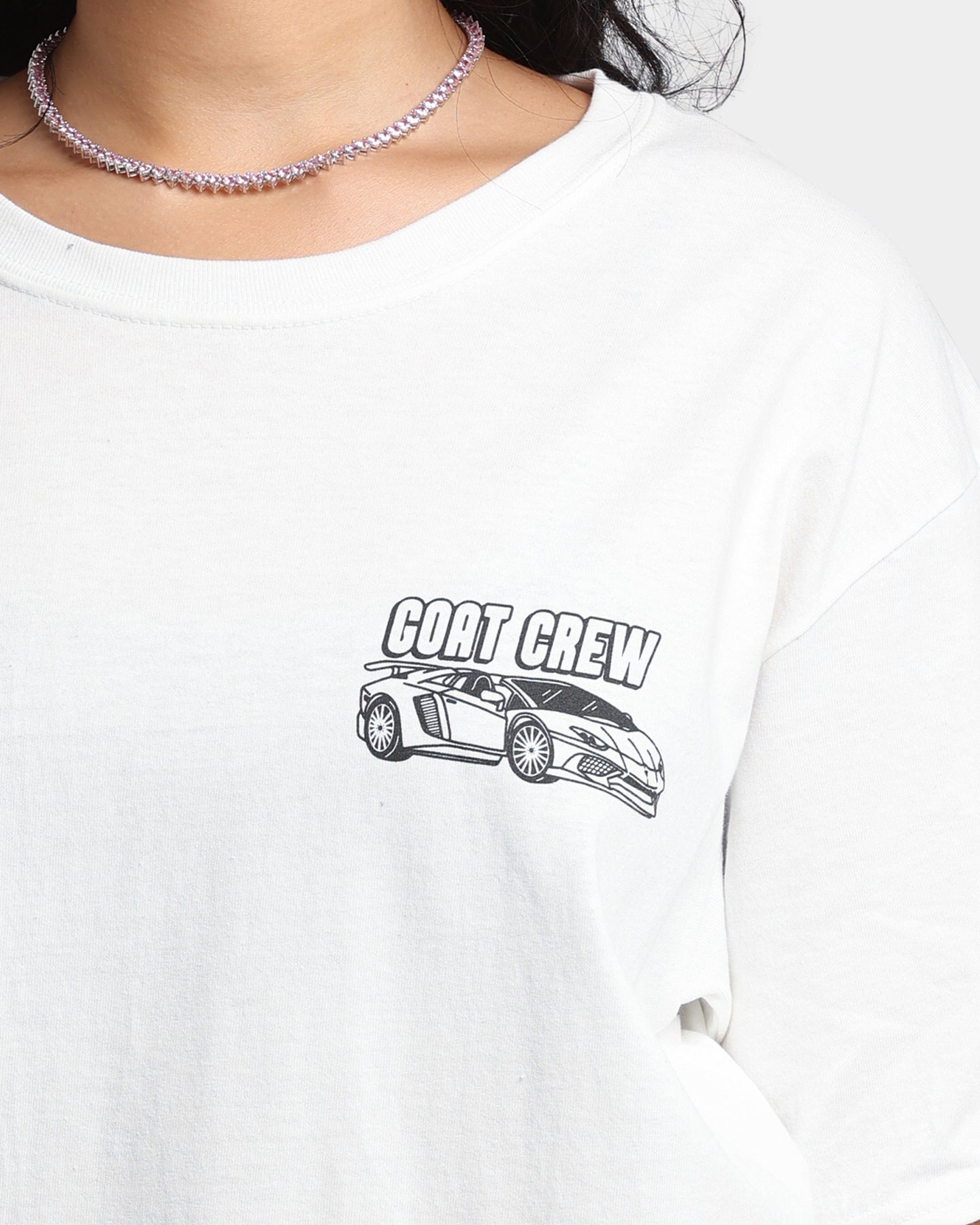 Goat Crew Race Car T-Shirt White Style001