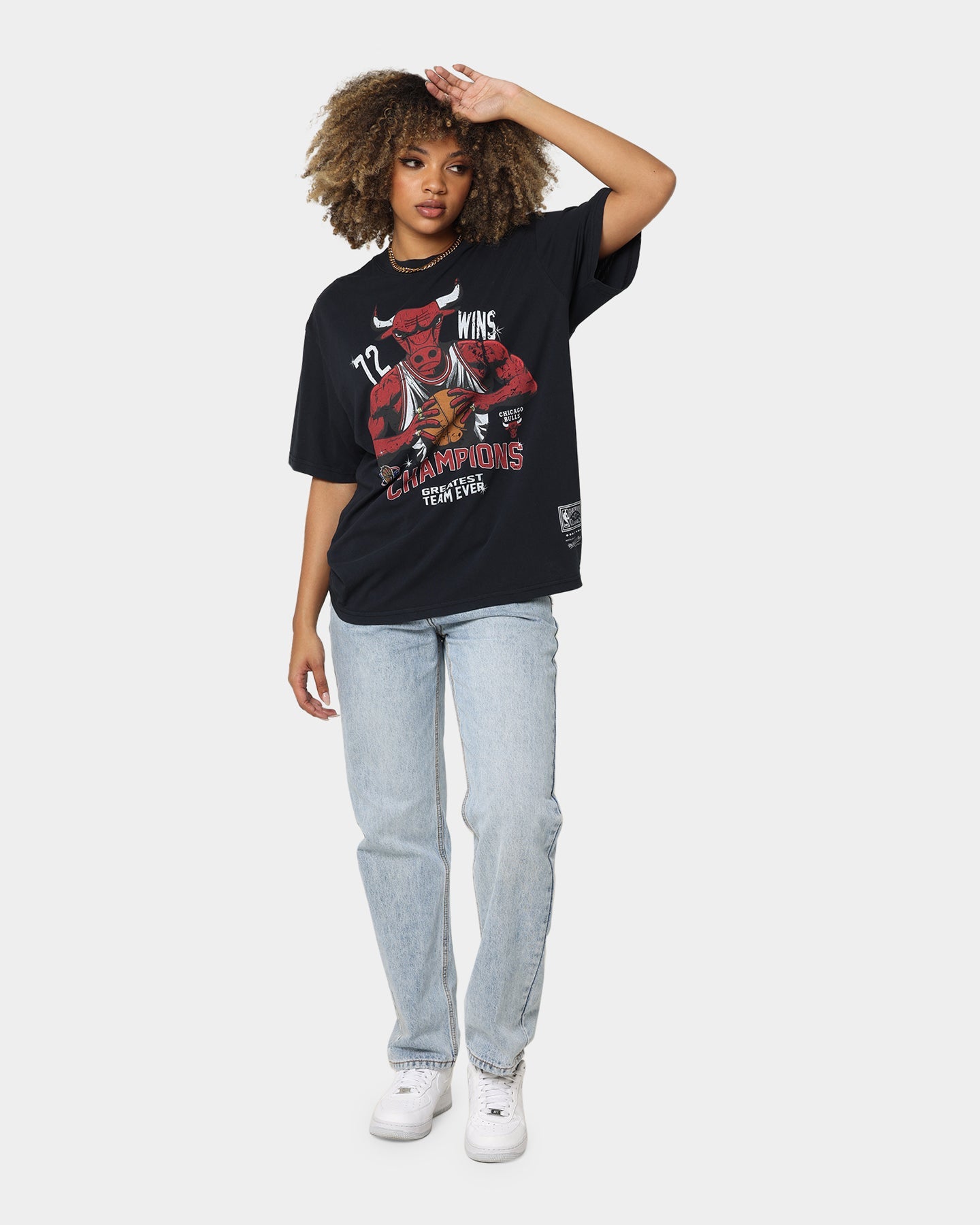 Mitchell & Ness Chicago Bulls 72 Wins Vintage T-Shirt Faded Black Style001