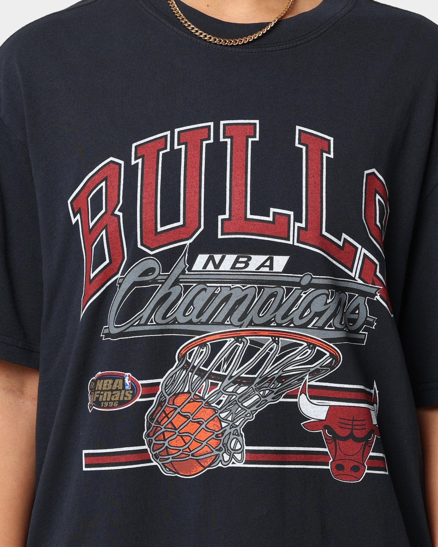 Mitchell & Ness Chicago Bulls Hoop T-Shirt Faded Black Style001